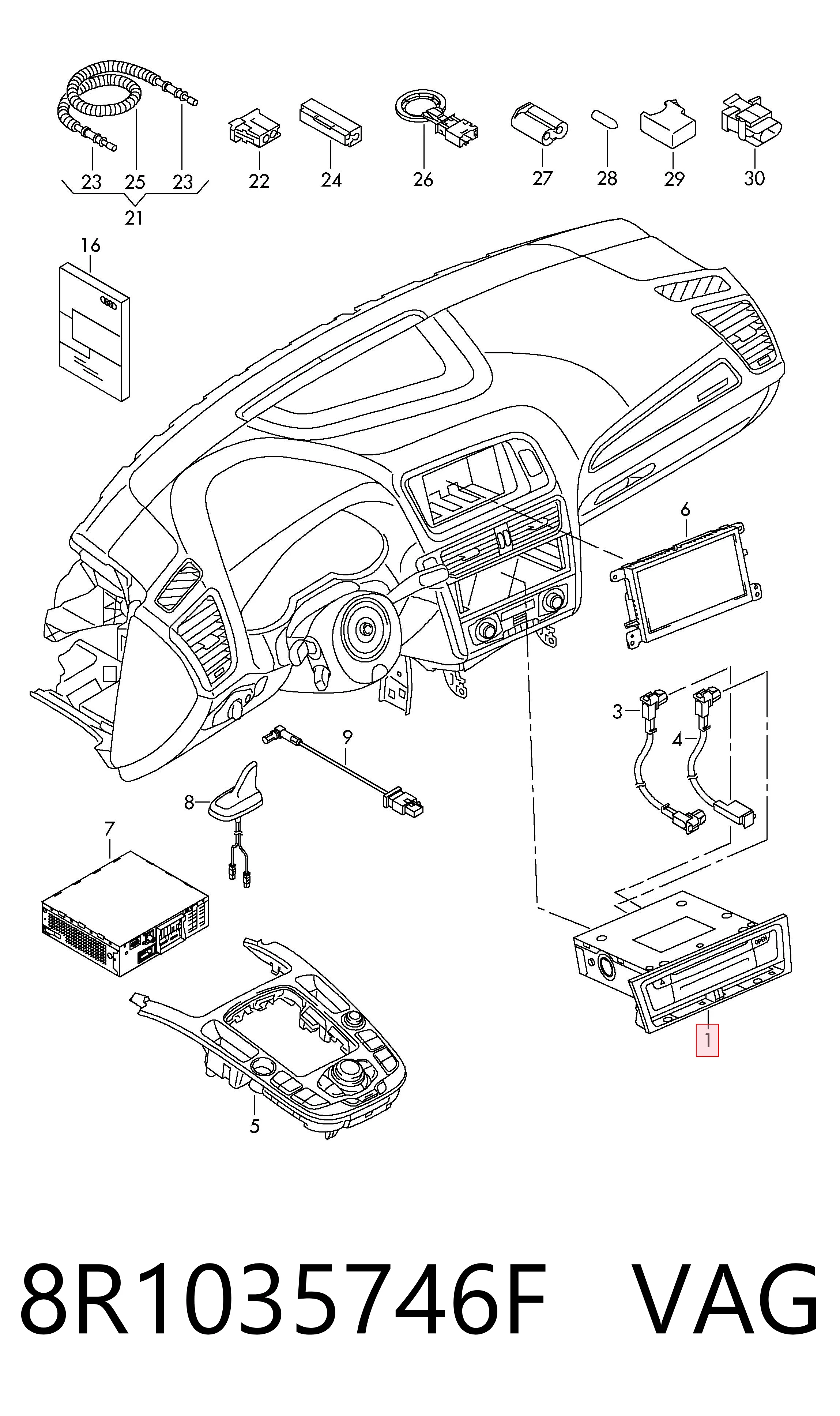 Магнітола (радіо AM/FM) VAG 8R1035746F ціна, від 177.37 USD