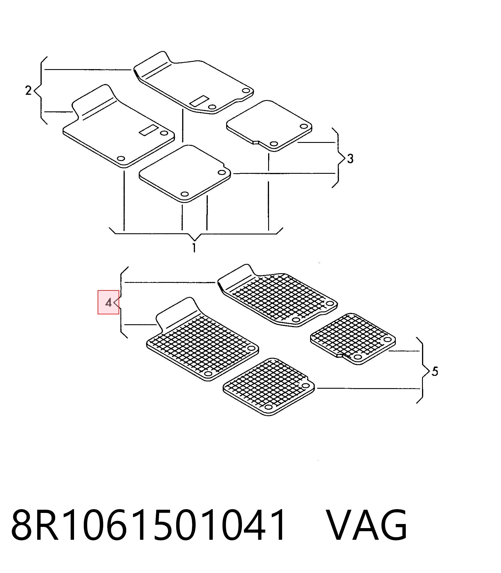 8R1061501041 VAG Гумові килимки передні