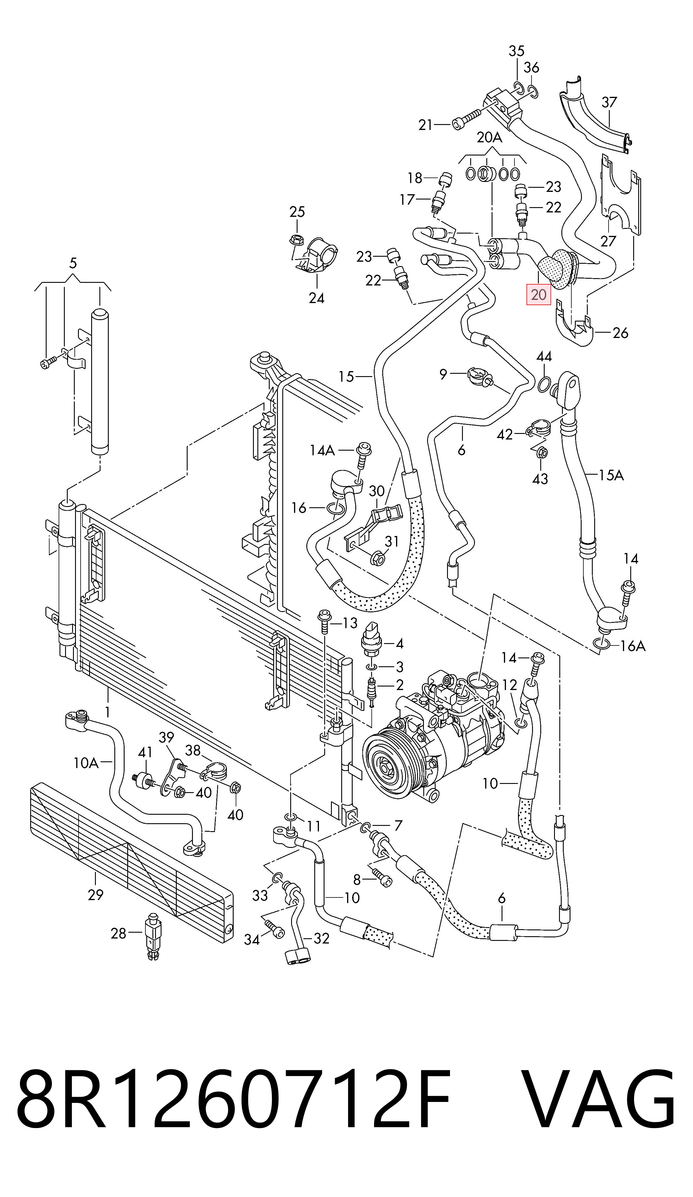 8R1260712F VAG Шланг кондиціонера, від випарника до компресора