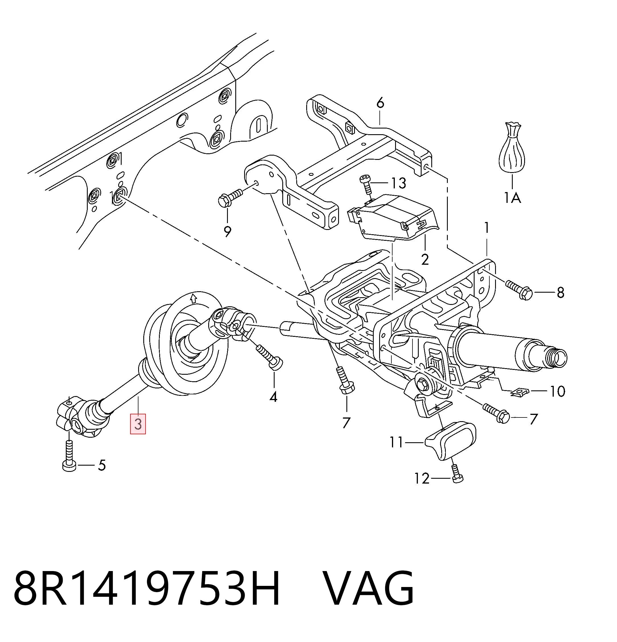 8R1419753H VAG Вал рульової колонки, нижній
