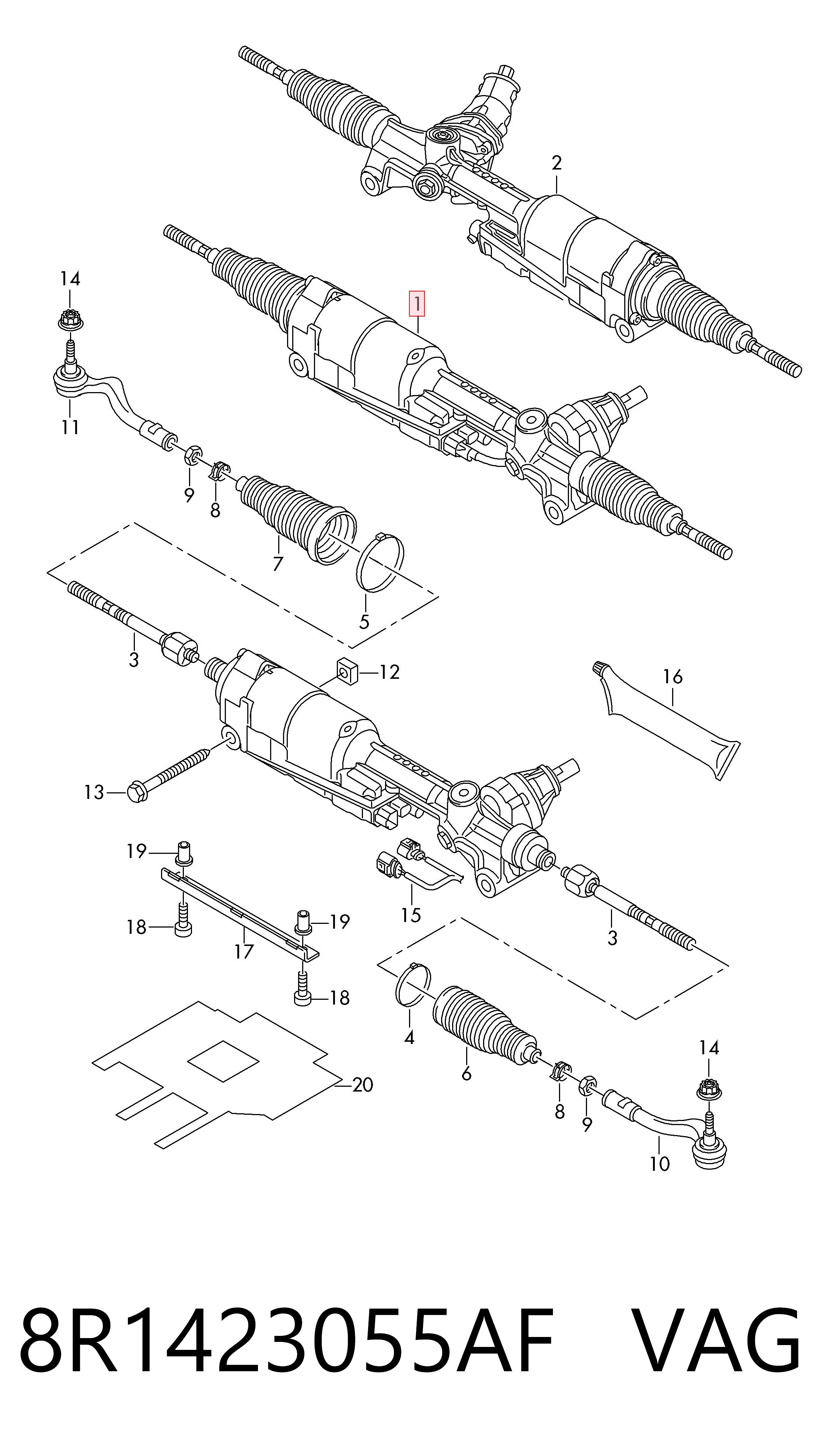 Купити 8R1423055AF Rebuilt Рульова рейка