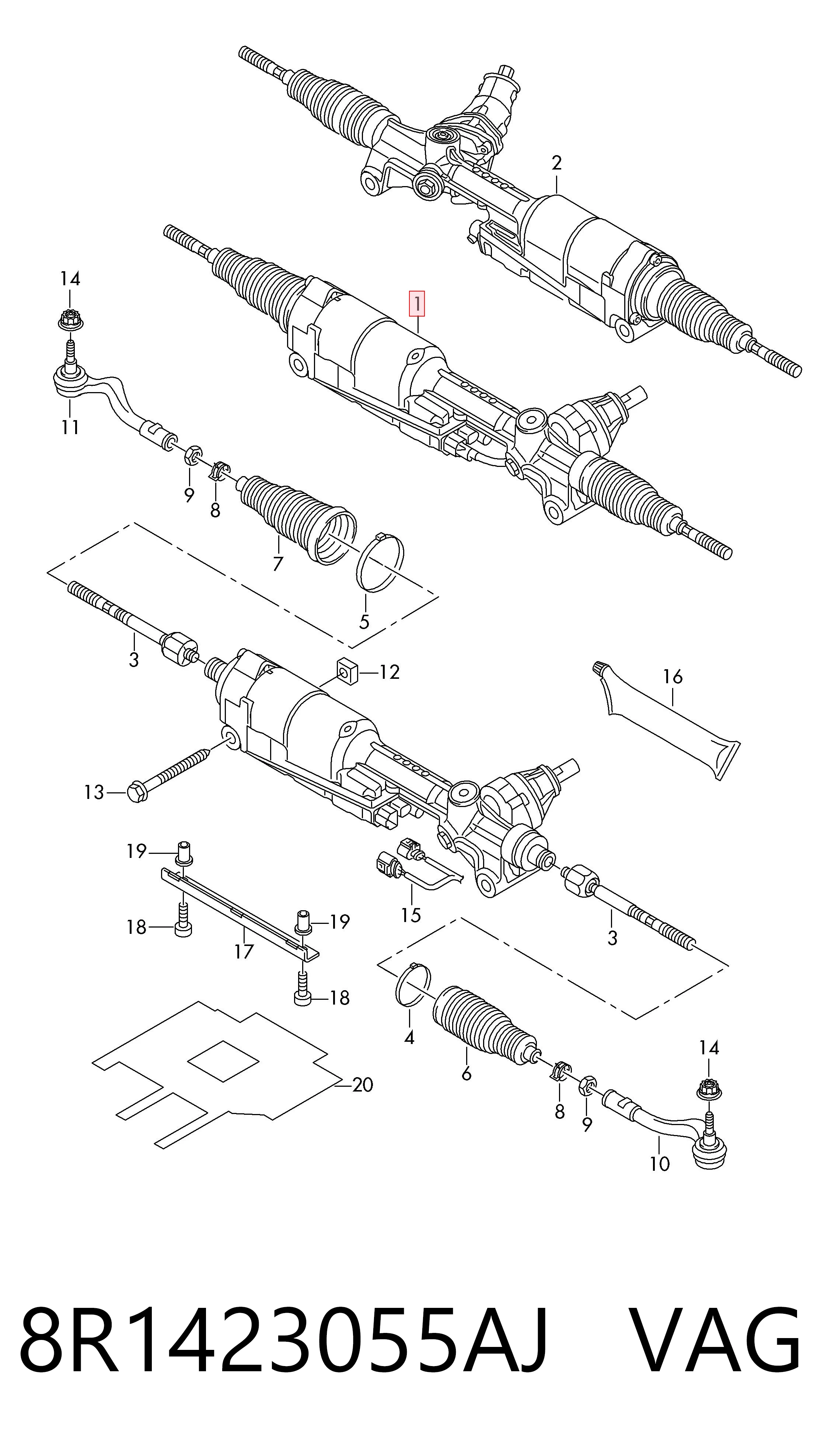 Рульова рейка 8R1423055AF Rebuilt