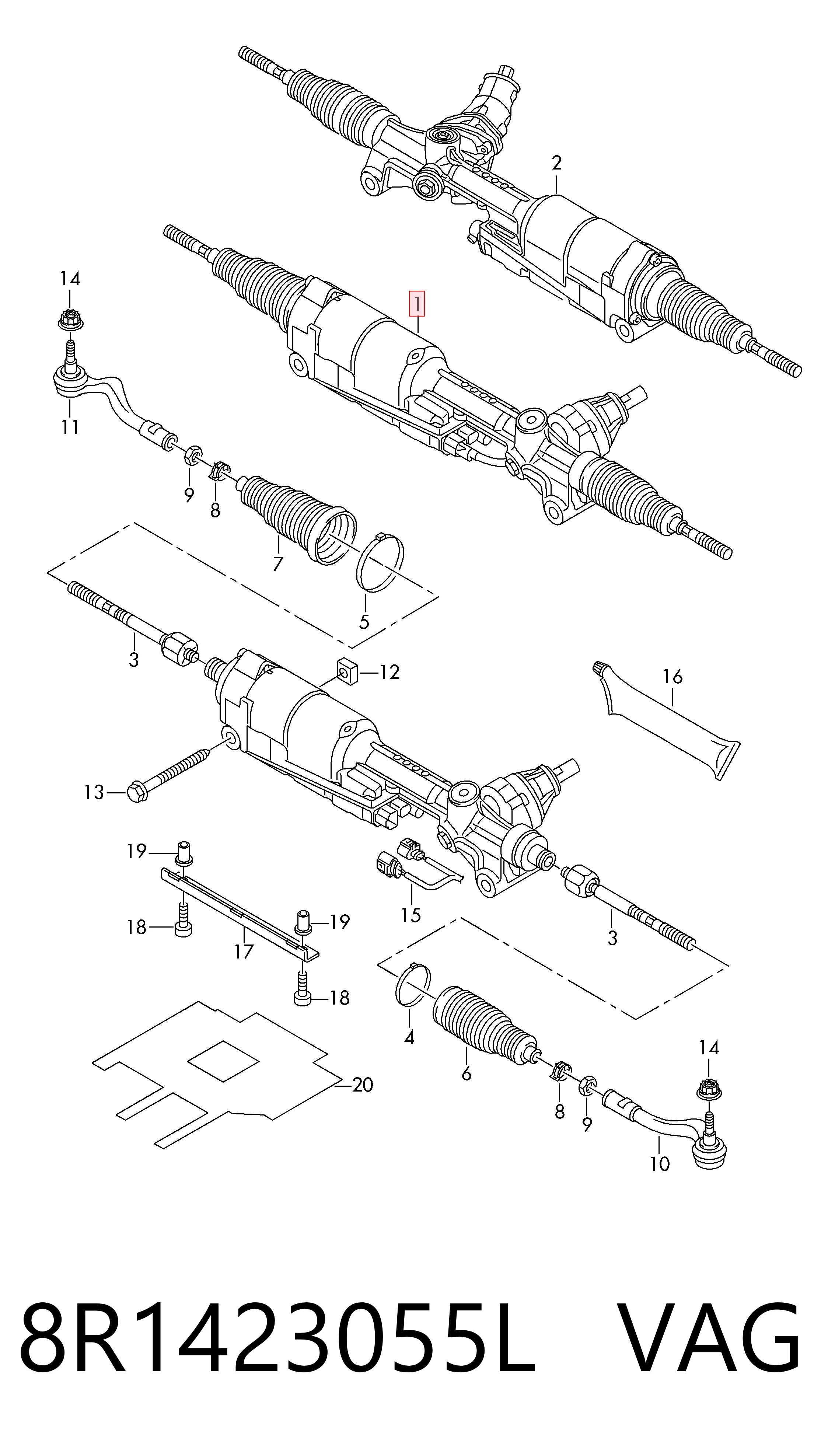 8R1423055L VAG Рейковий рульовий механізм