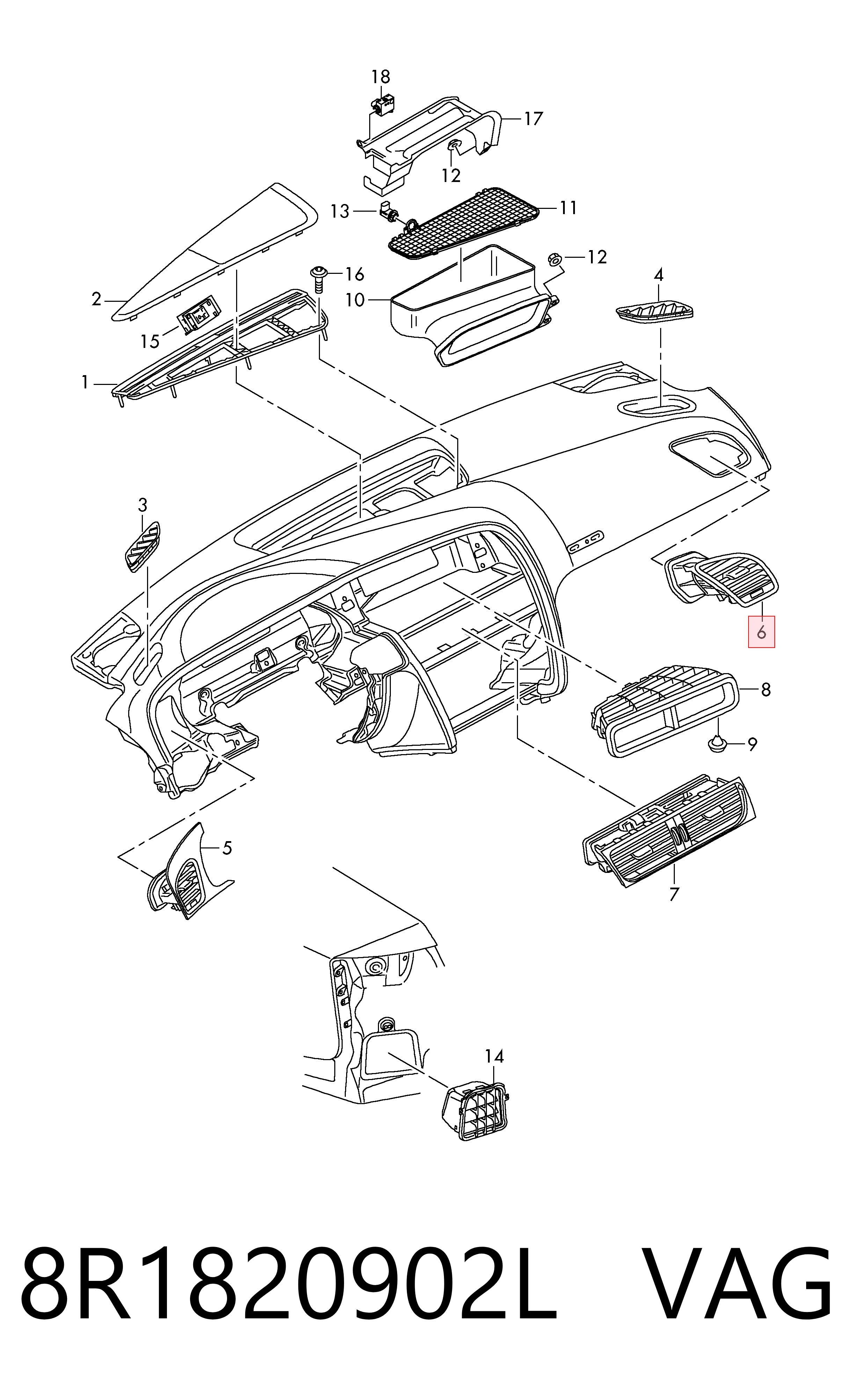 8R1820902L VAG Решітка повітропровода права