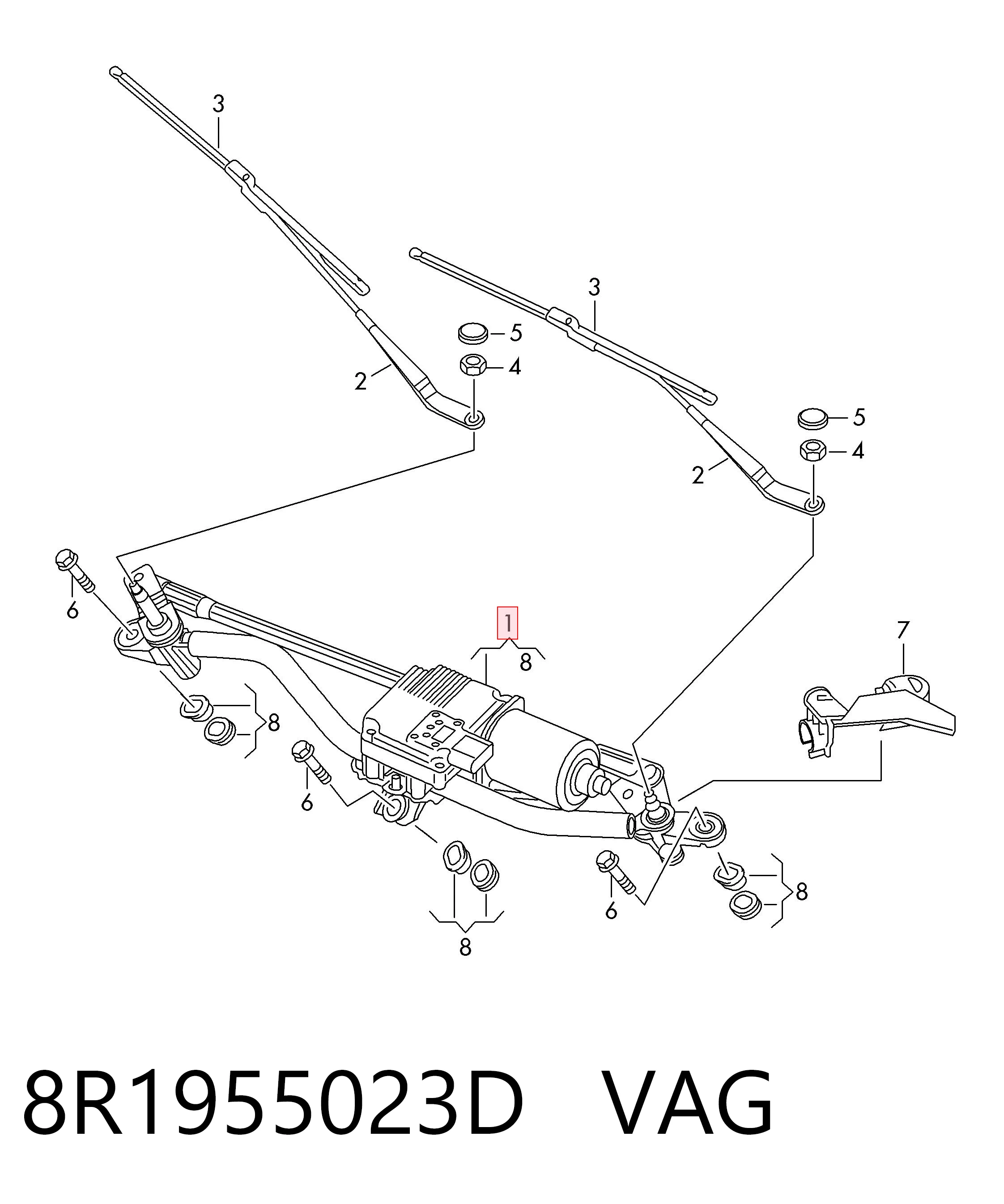 8R1955023D VAG Трапеція склоочисника