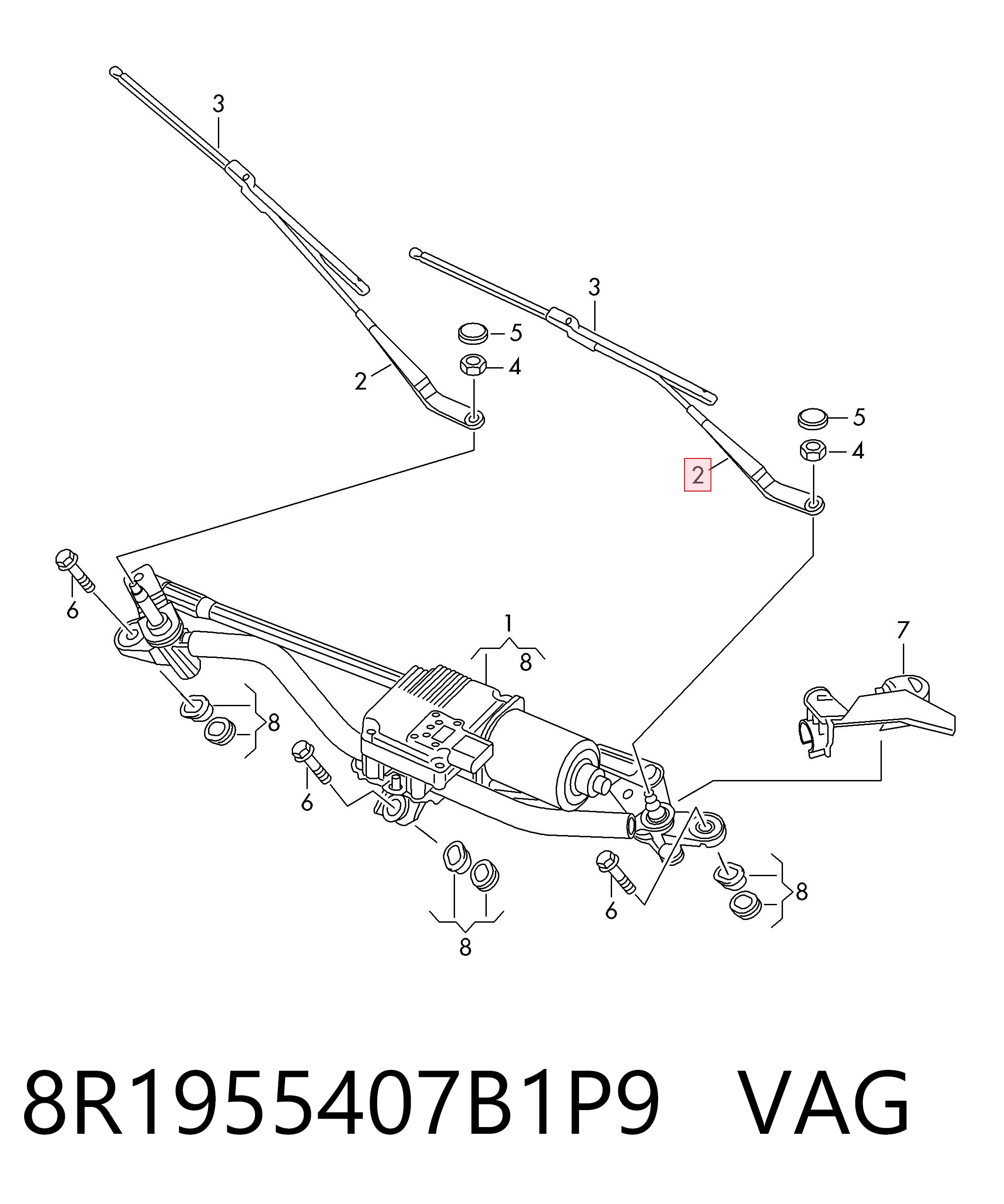 8R1955407B1P9 VAG Ричаг двірника