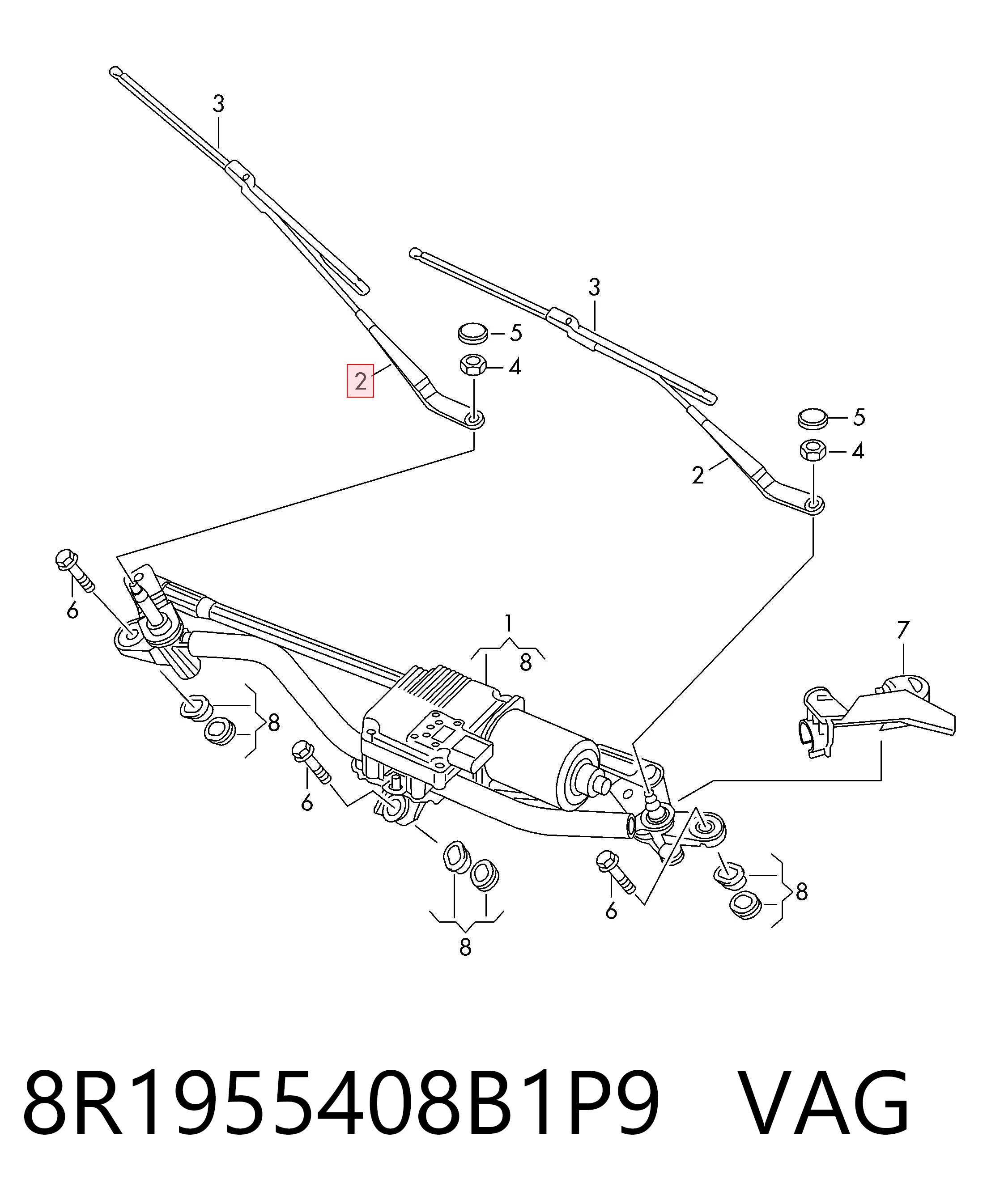 8R1955408B1P9 VAG Ричаг двірника