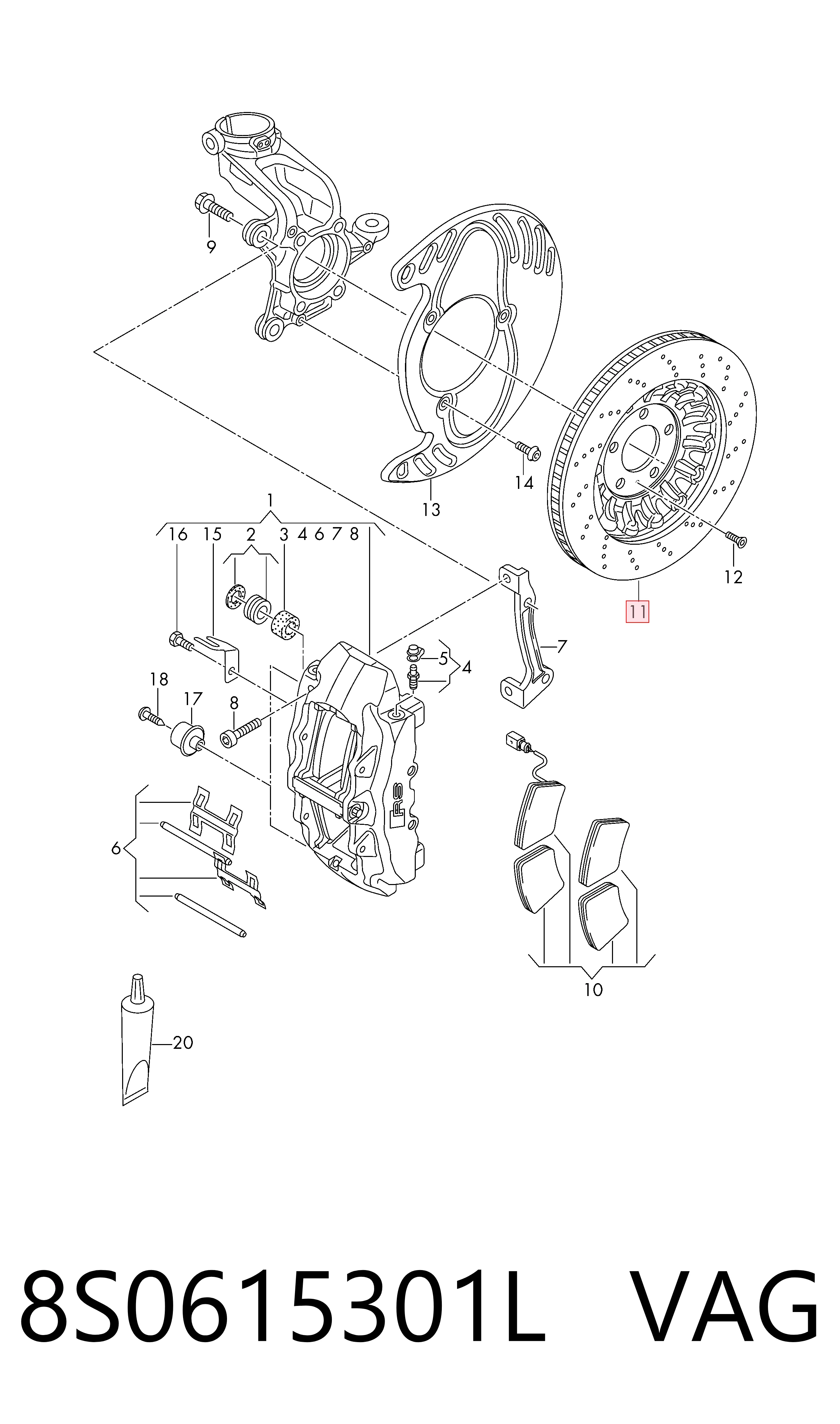 8S0615301L VAG Гальмо дискове переднє