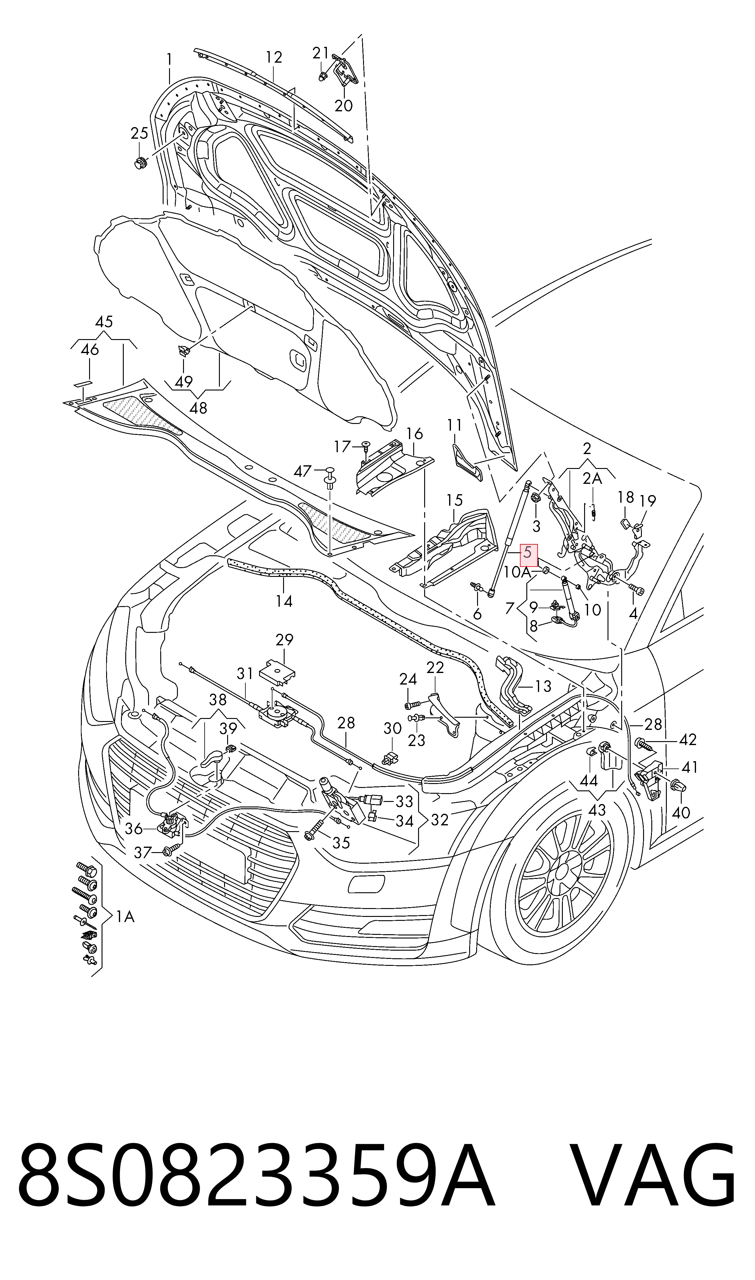 Амортизатор капота газовий VAG 8S0823359A ціна, від 10.18 USD