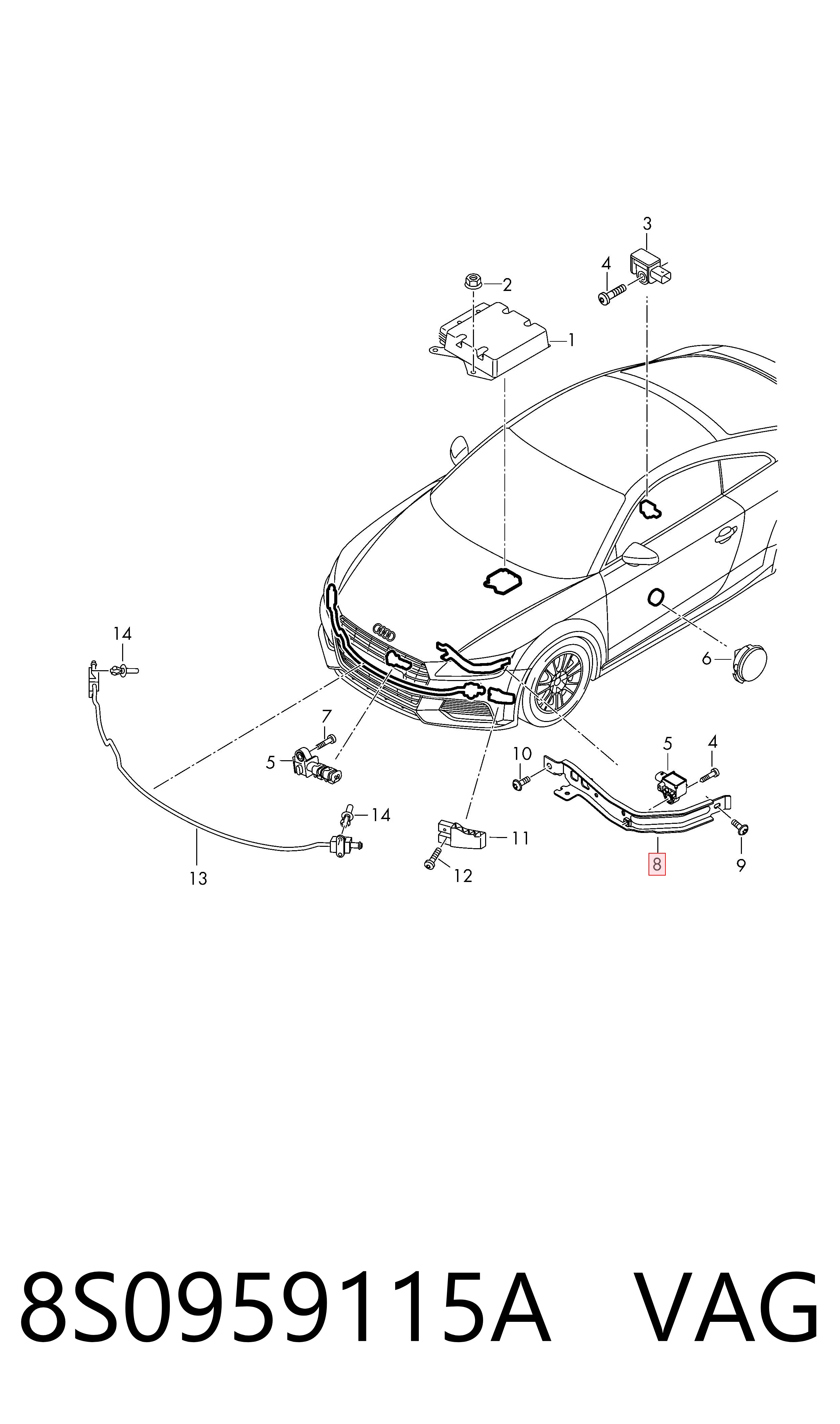  VAG 8S0959115A ціна, від 31.70 USD