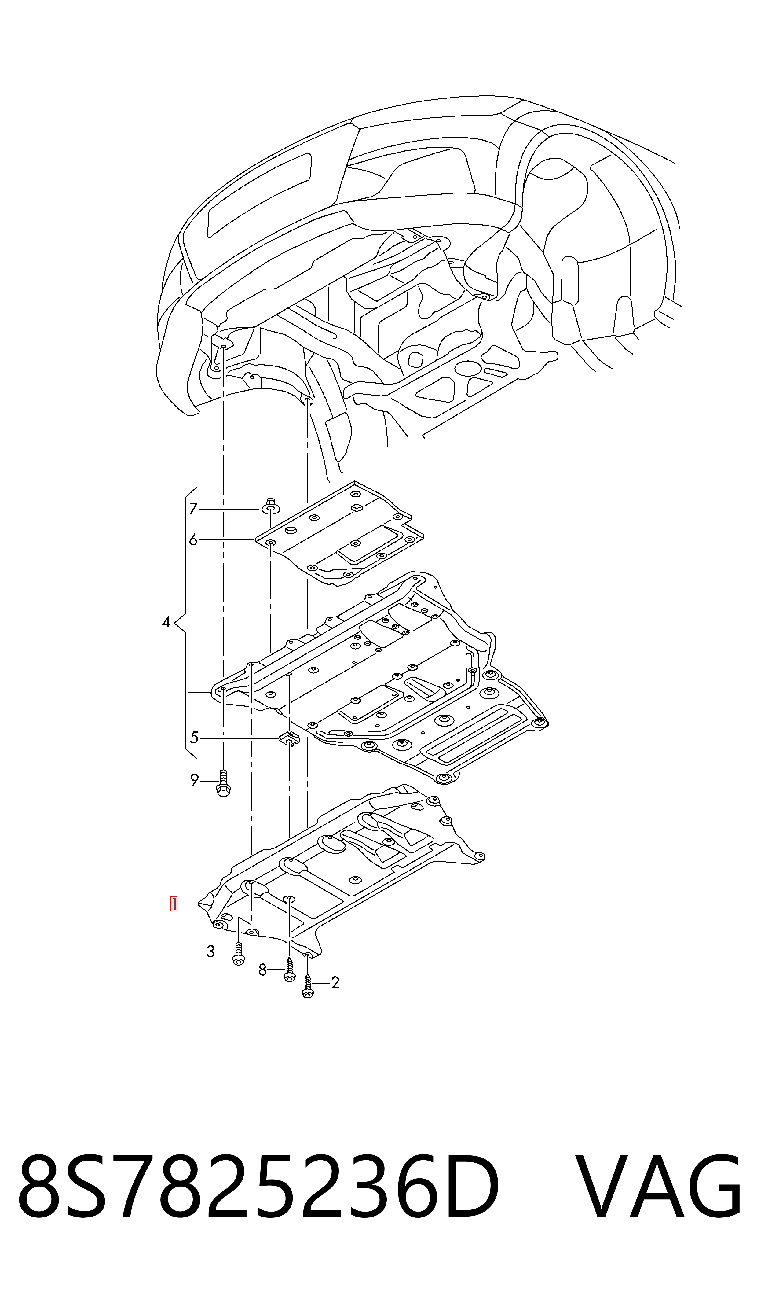 8S7825236D VAG Захист піддона двигуна