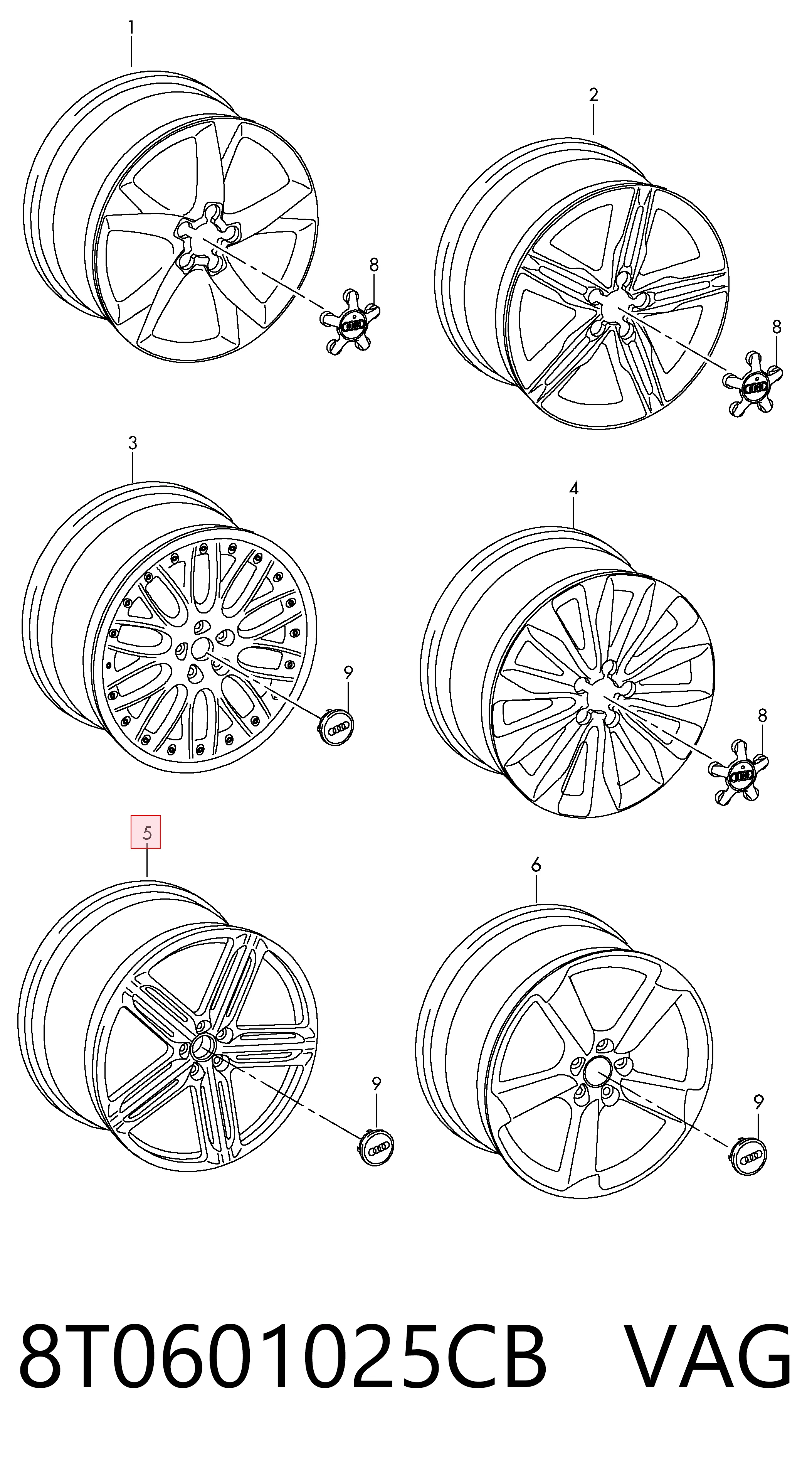 8T0601025CB VAG Диски колісні литі (легкосплавні, титанові)