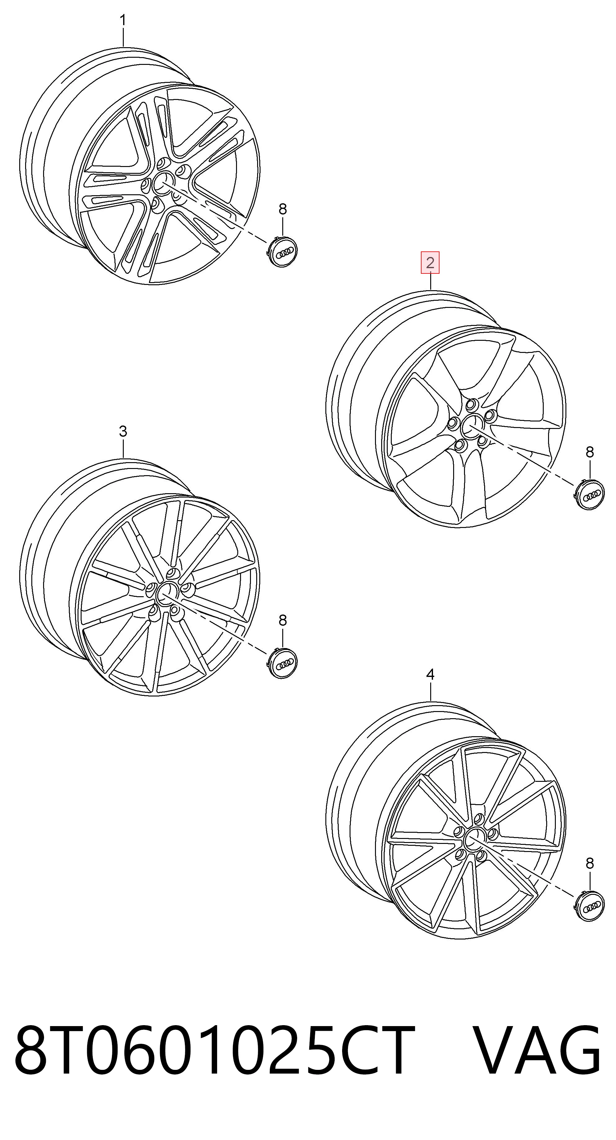 8T0601025CT VAG Диски литі (легкосплавні, титанові)