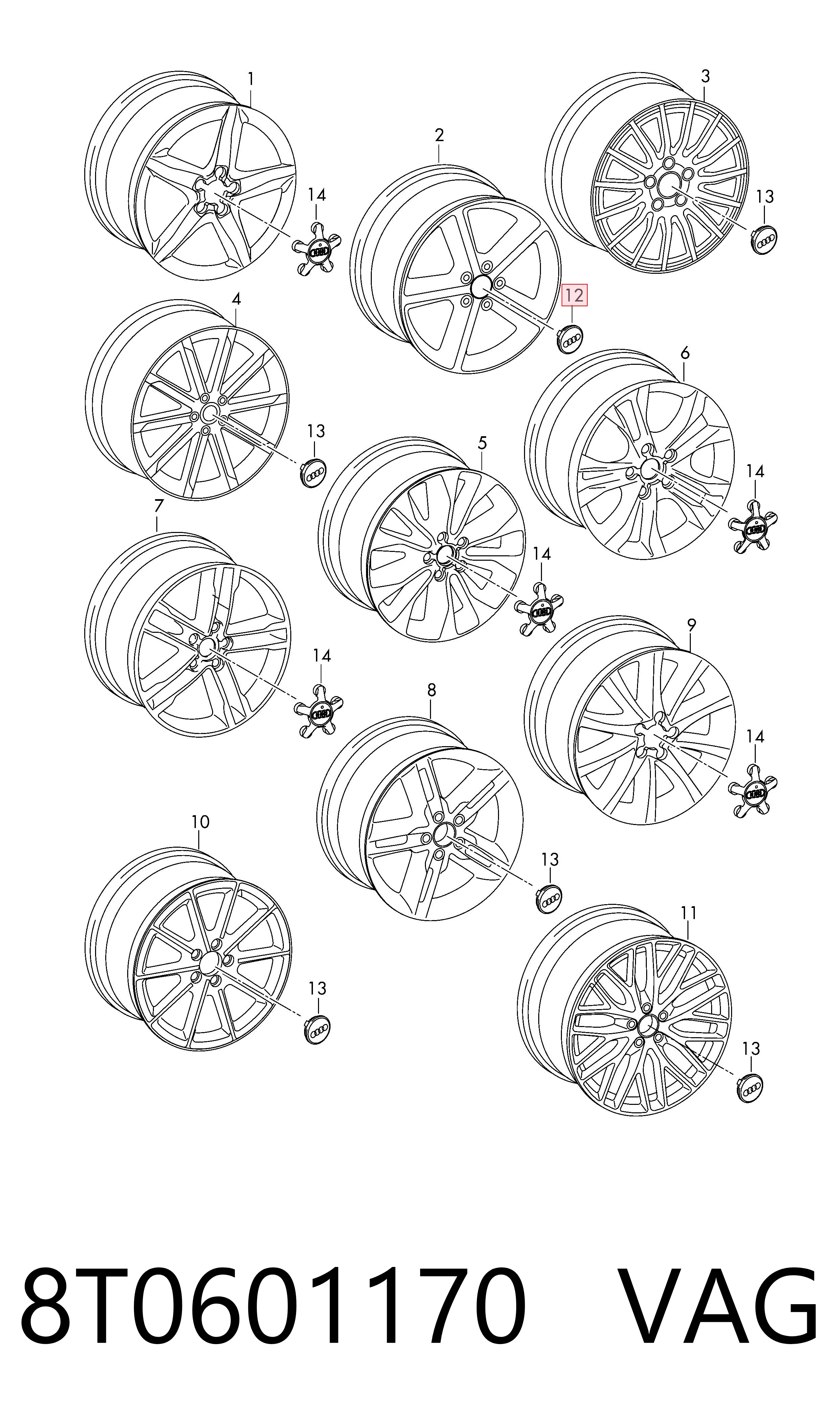 8T0601170 VAG Ковпаки на колеса