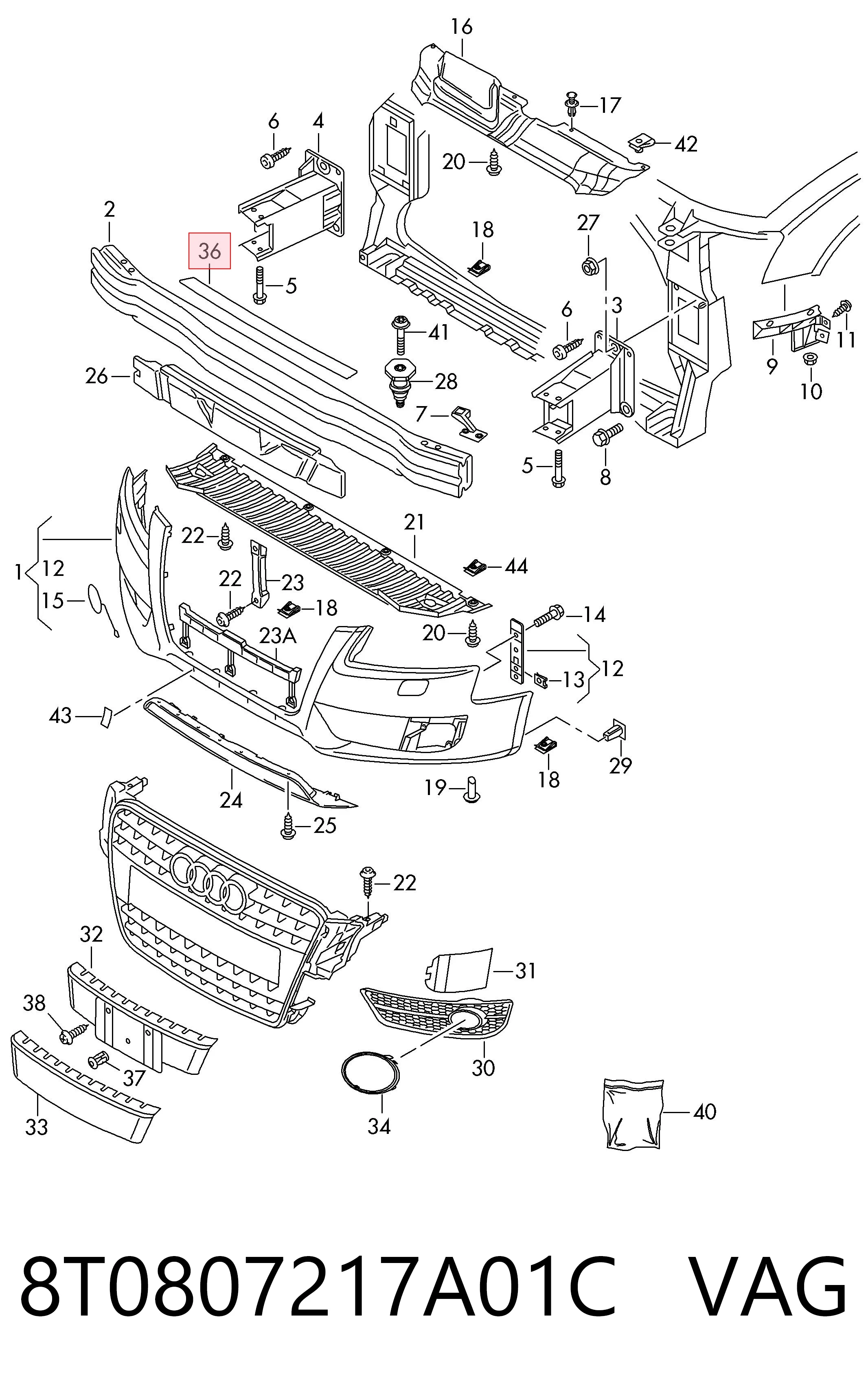 Накладка бампера переднього VAG 8T0807217A01C ціна, від 7.17 USD