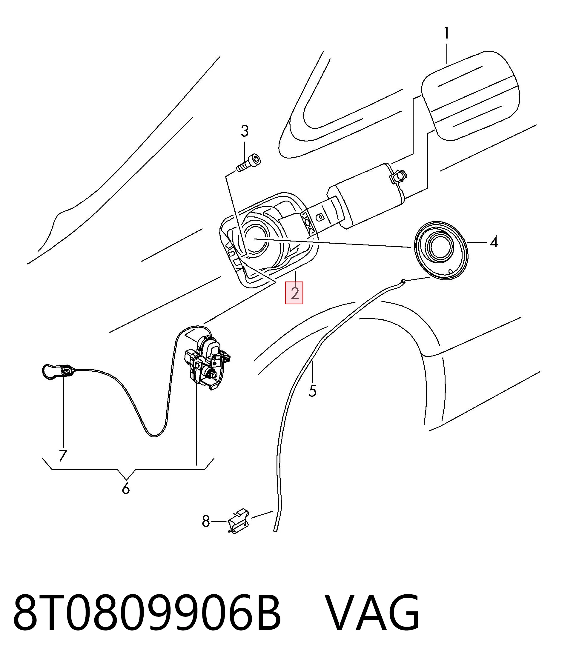 8T0809906B VAG Заливна горловина бензобака