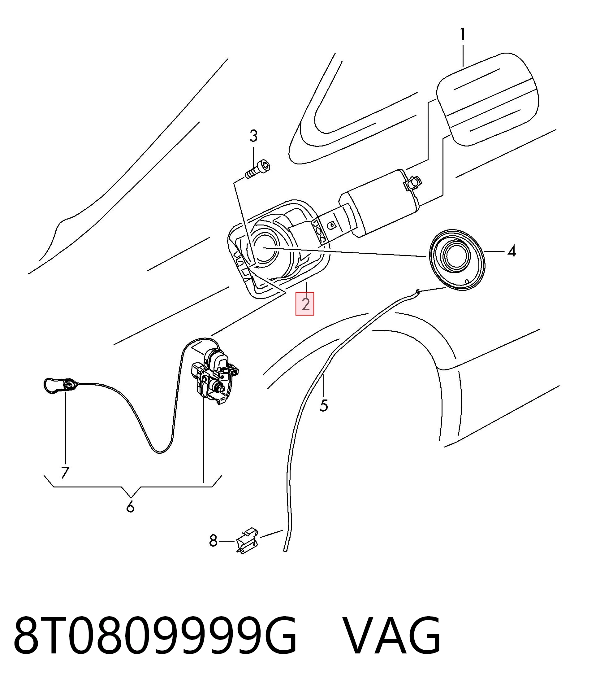8T0809999G VAG Кронштейн кріплення лючка бензобака