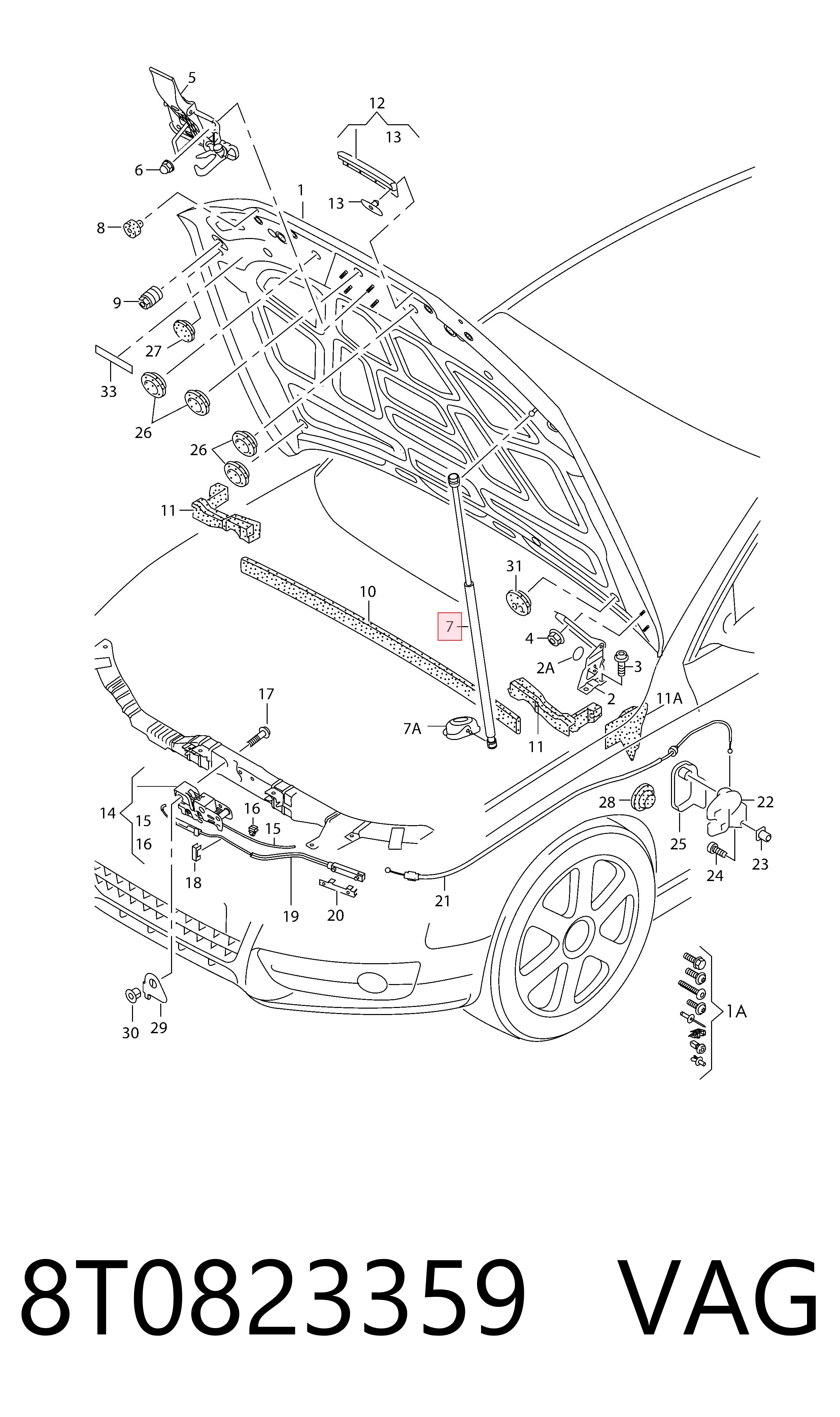 8T0823359 VAG Стійка капота