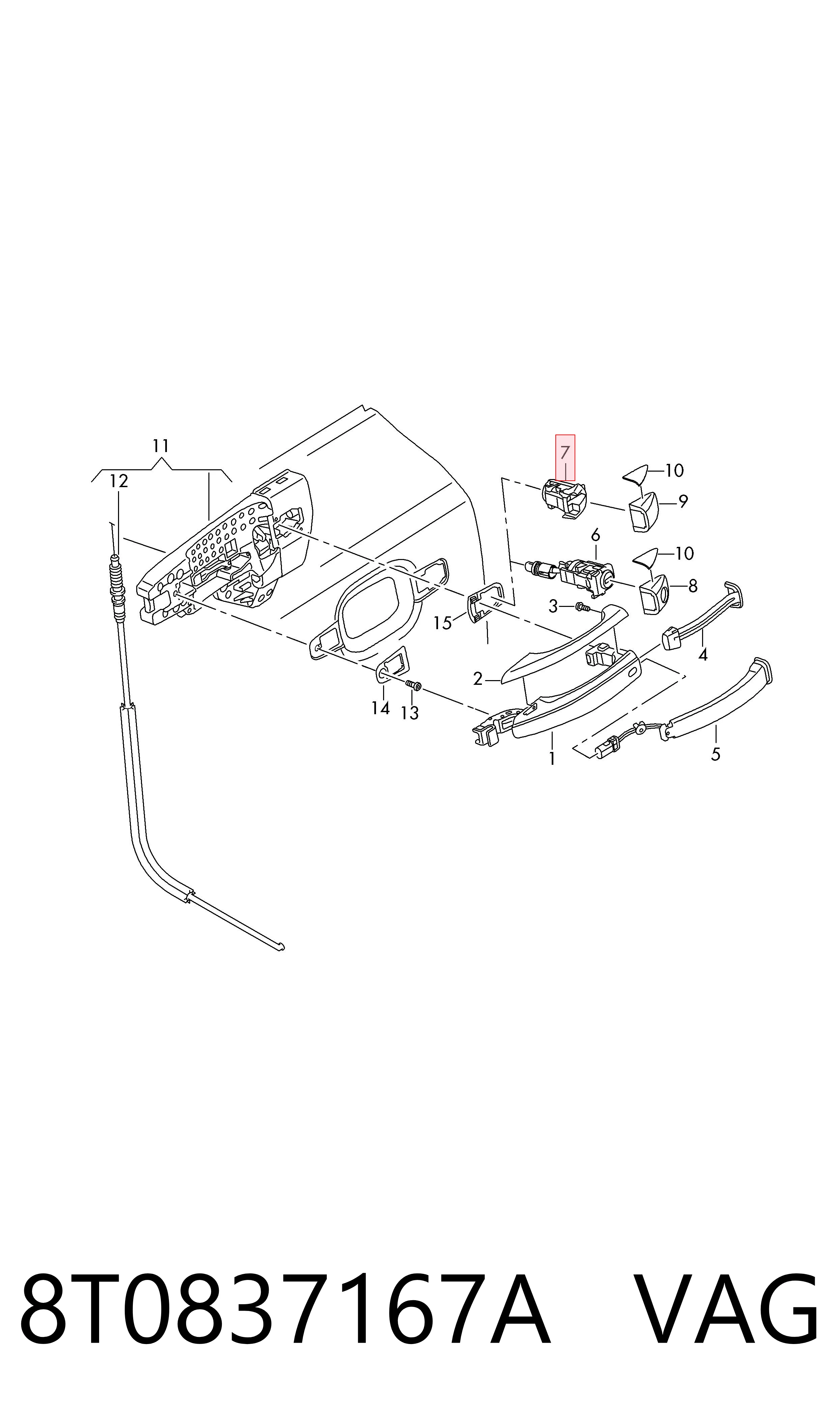 8T0837167A VAG Накладка ручки дверей