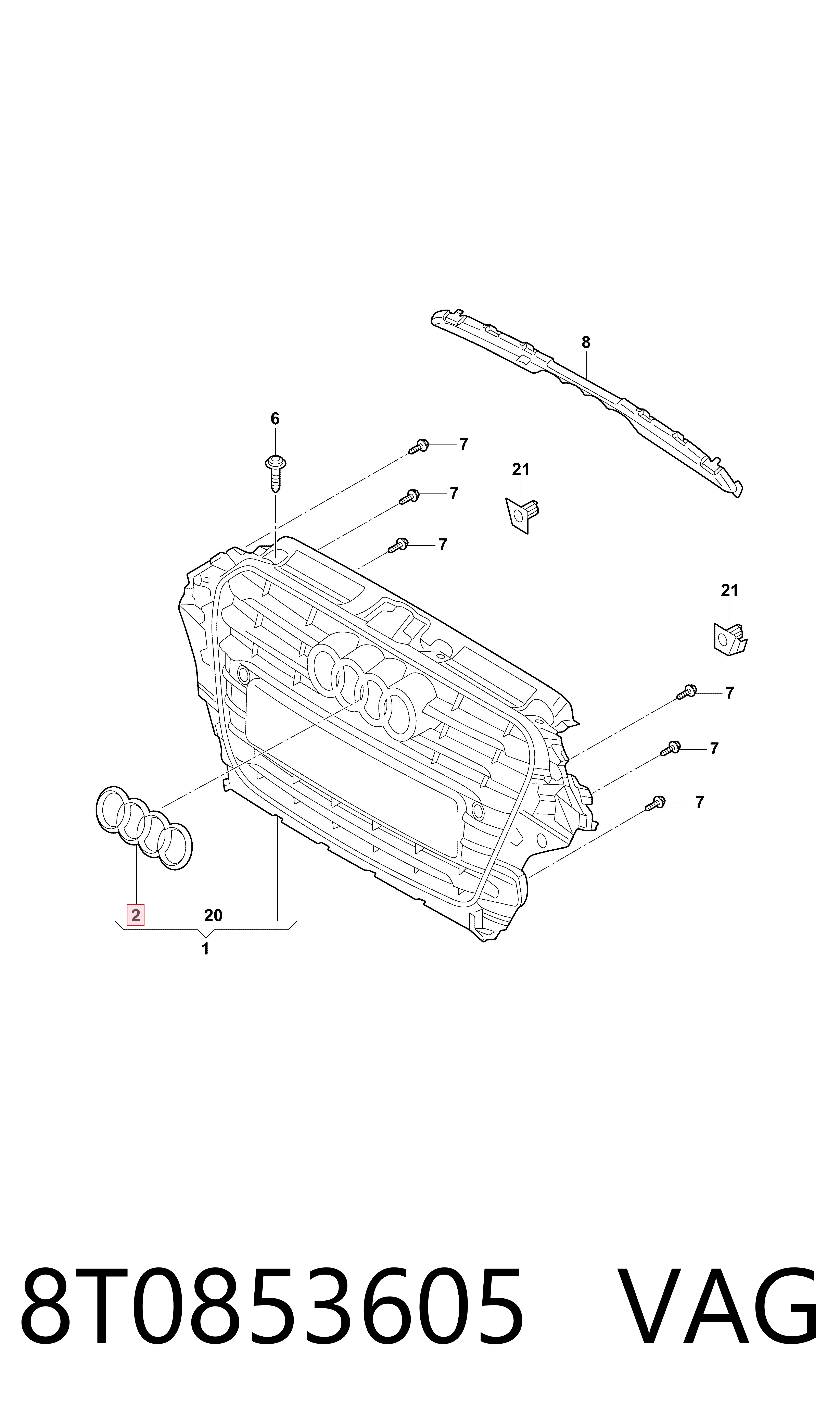8T0853605 VAG Емблема решітки радіатора