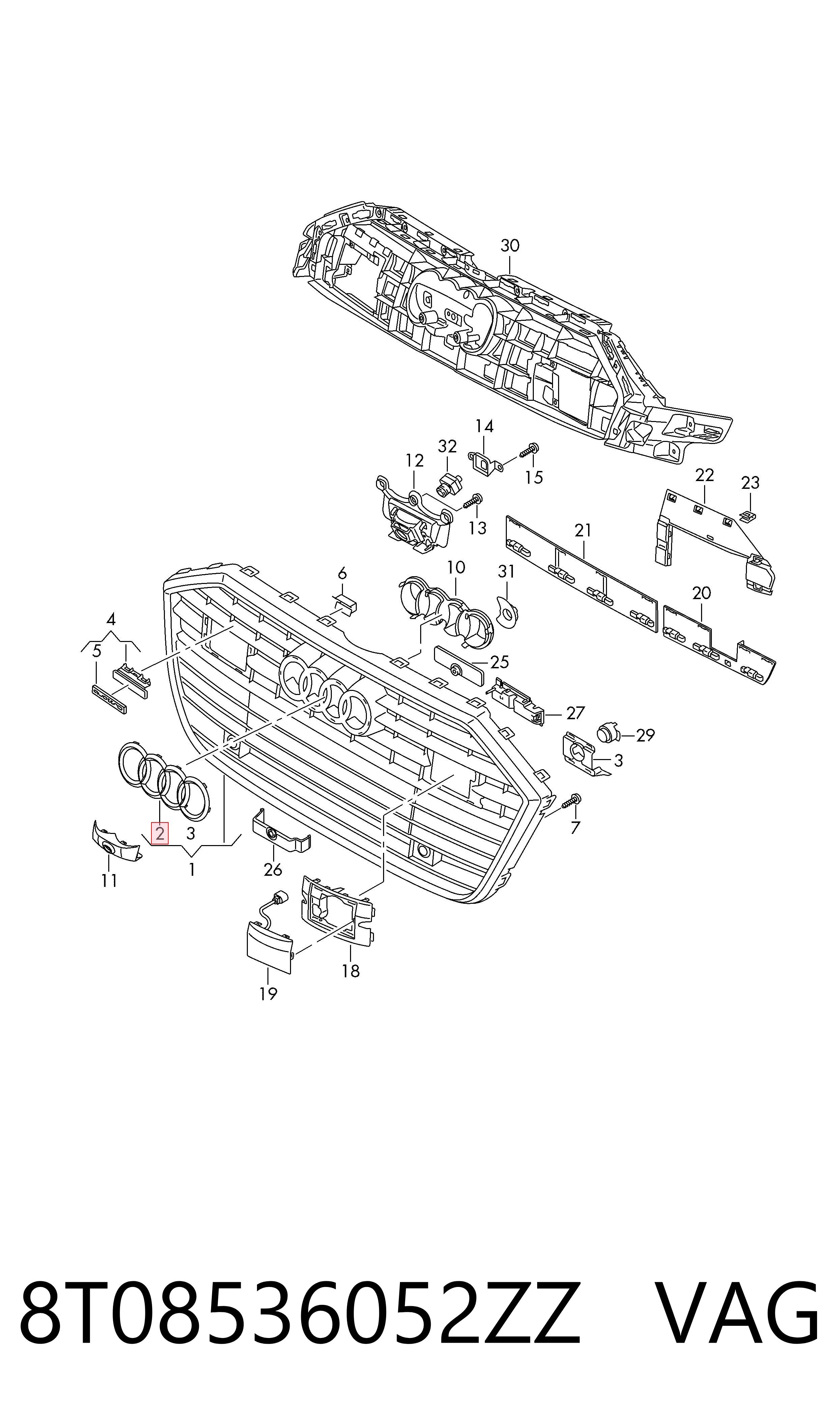 8T08536052ZZ VAG Емблема решітки радіатора