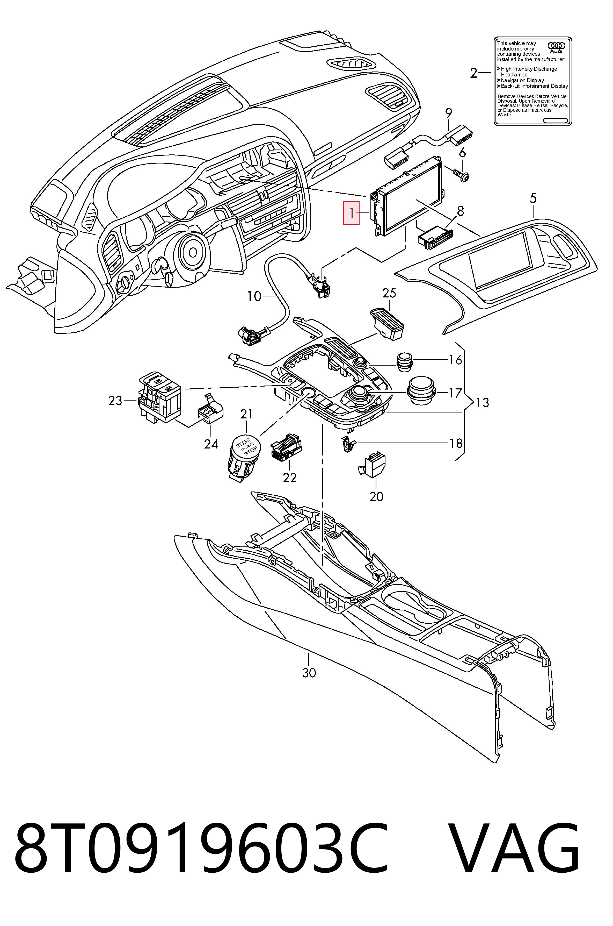 8T0919603C VAG Дисплей багатофункціональний