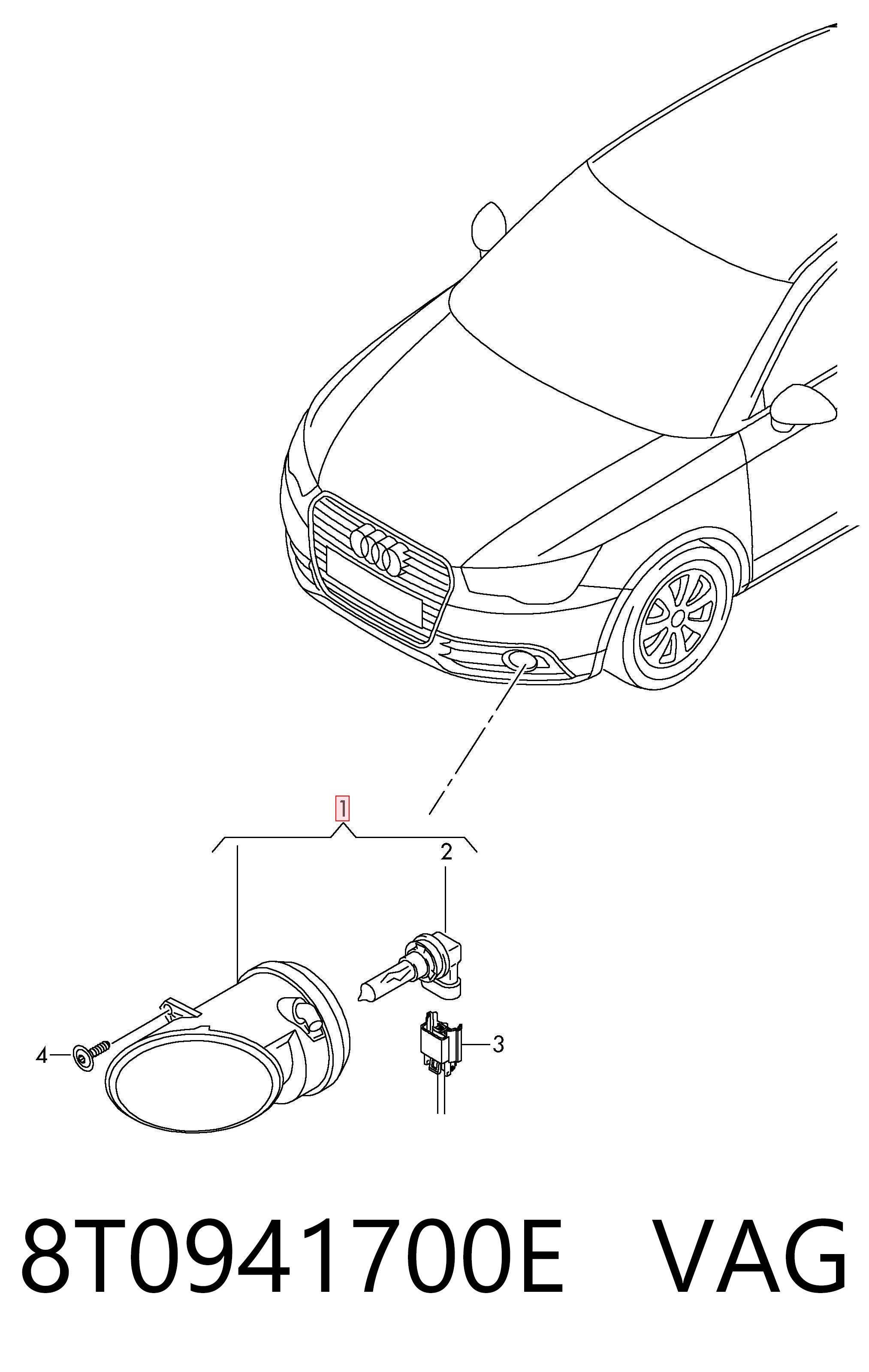 8T0941700E VAG Фара протитуманна, права