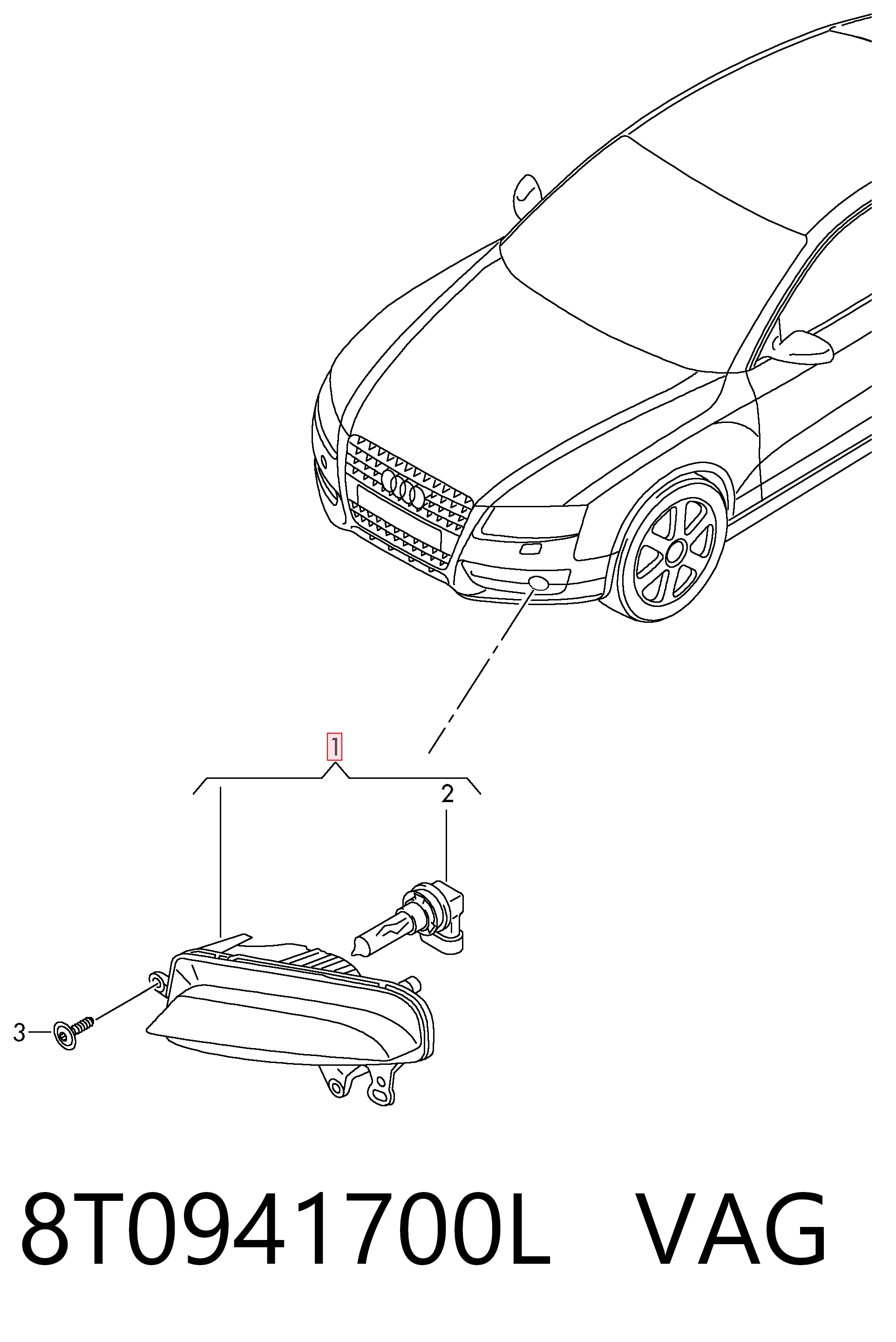 8T0941700L VAG Фара протитуманна, права
