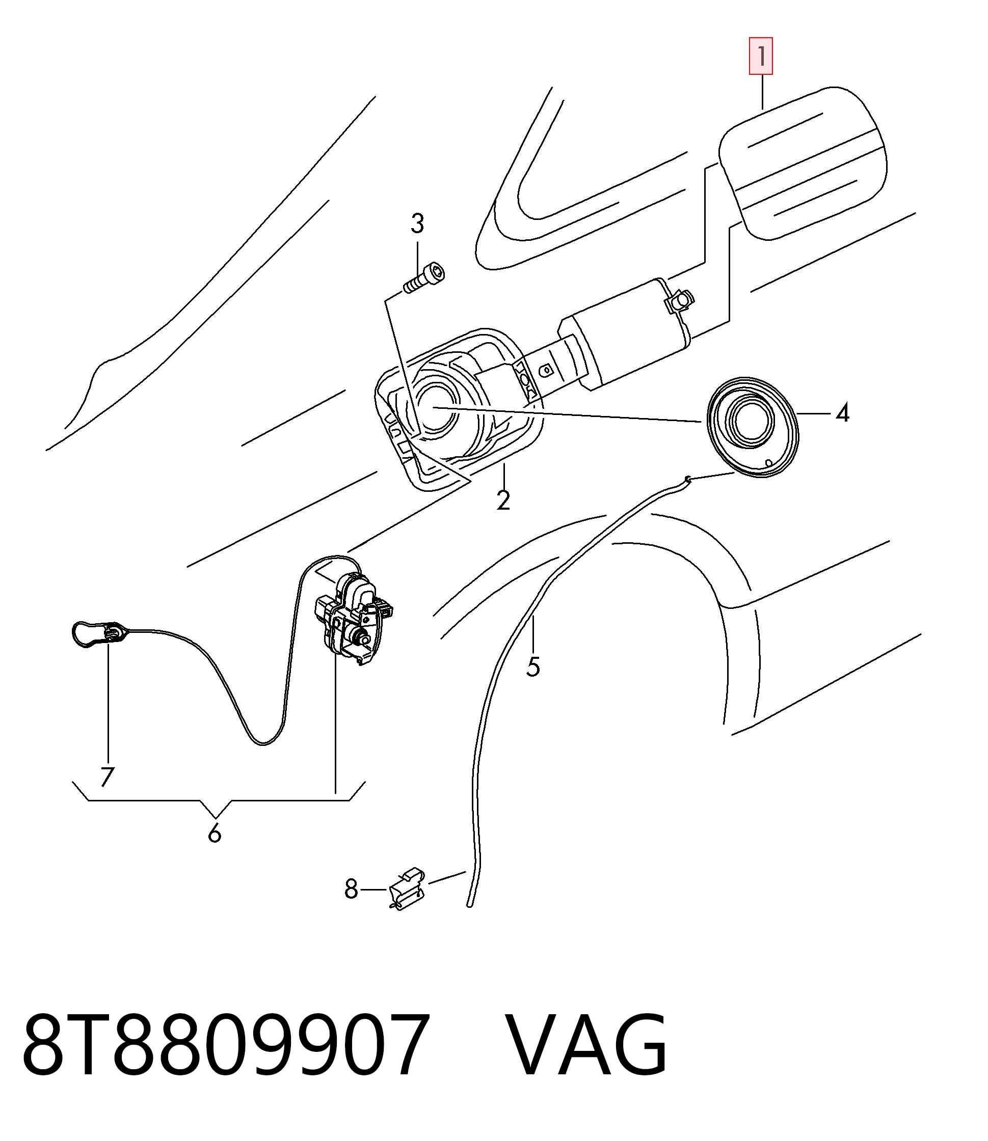 8T8809907 VAG Дверцята бензобака