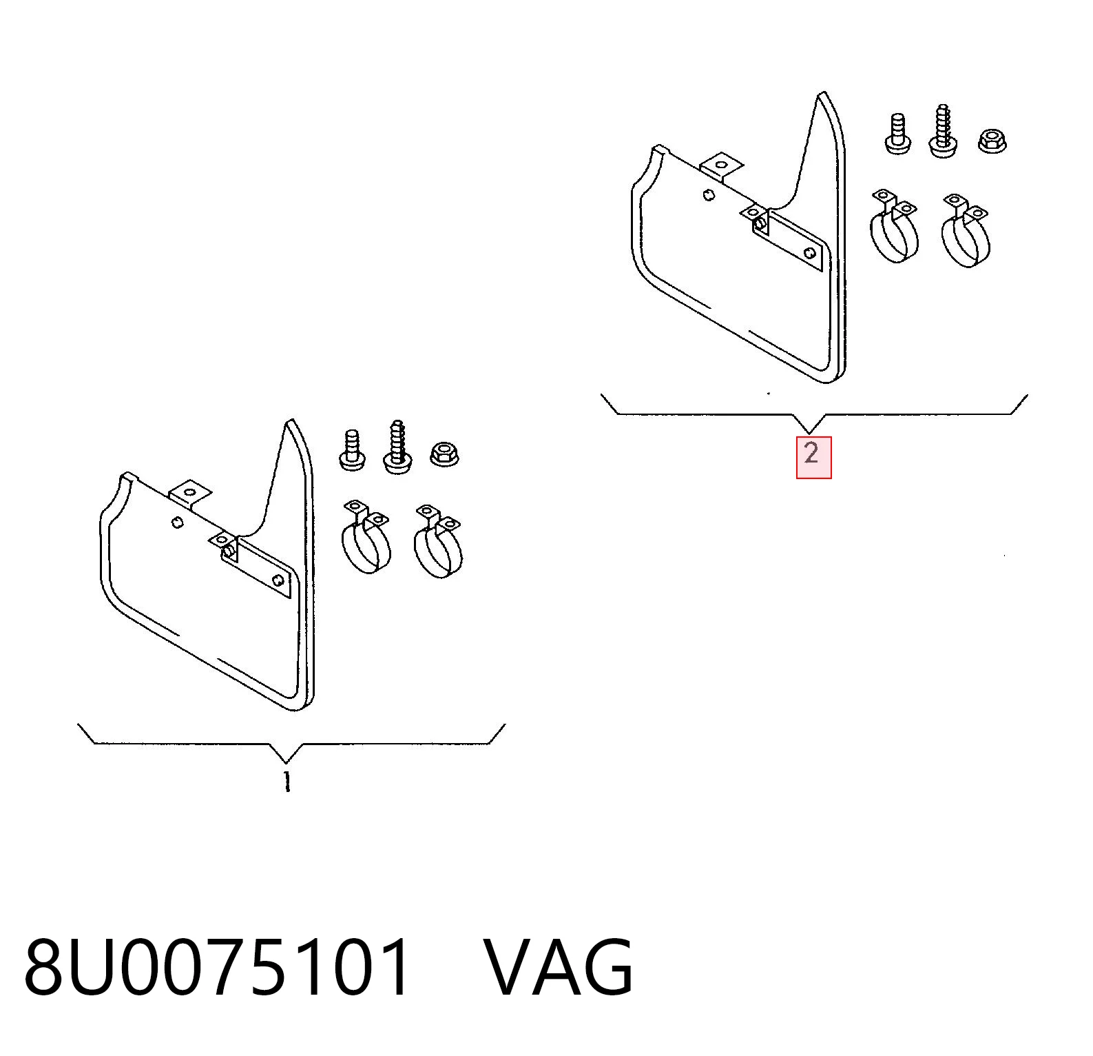 8U0075101 VAG Бризковики задні, комплект