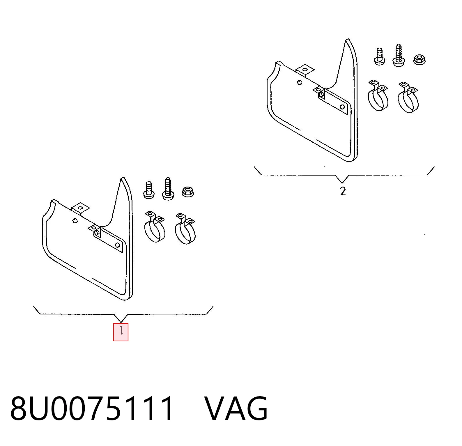 8U0075111 VAG Комплект передніх бризковиків