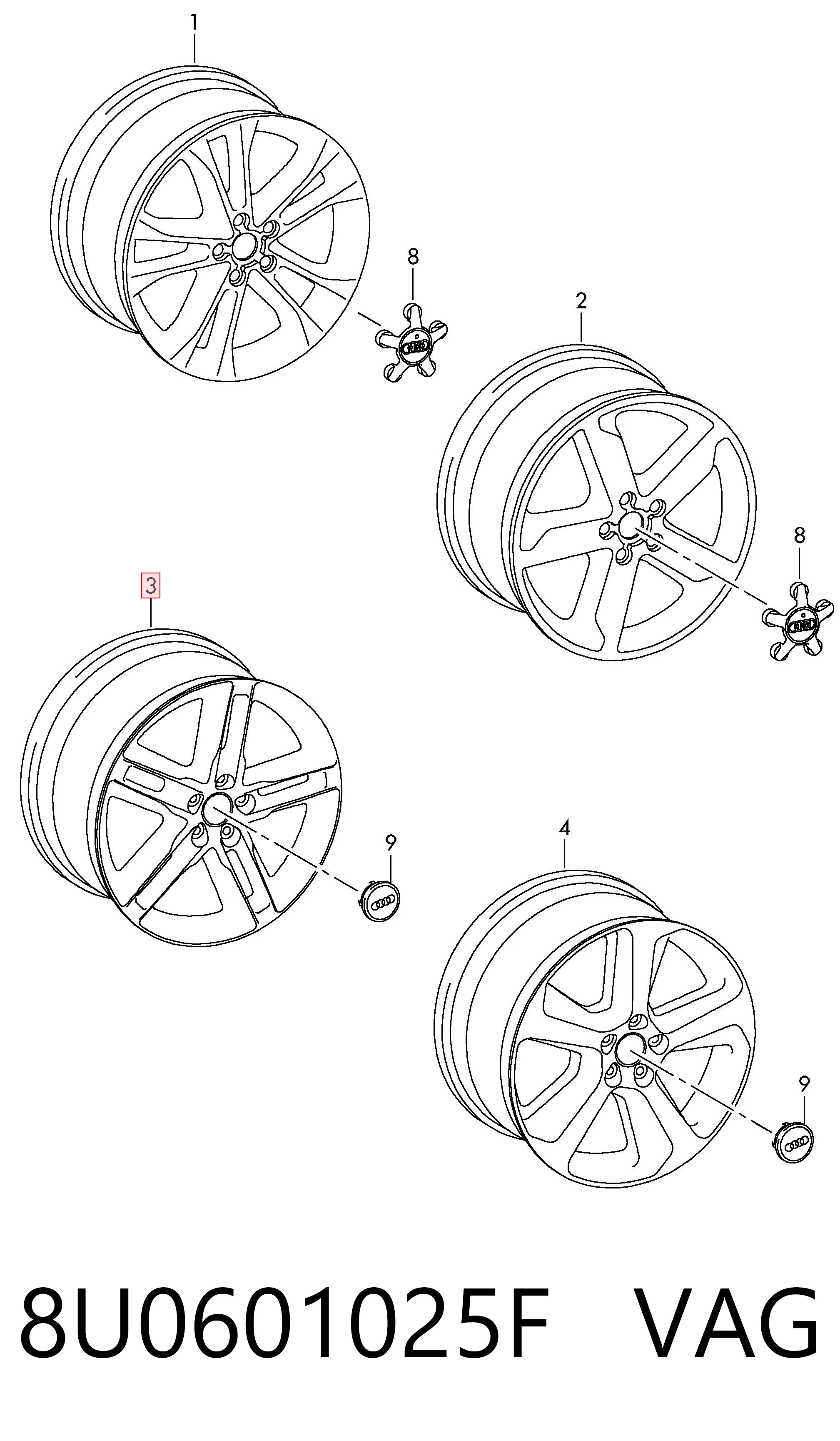 8U0601025F VAG Диски колісні литі (легкосплавні, титанові)