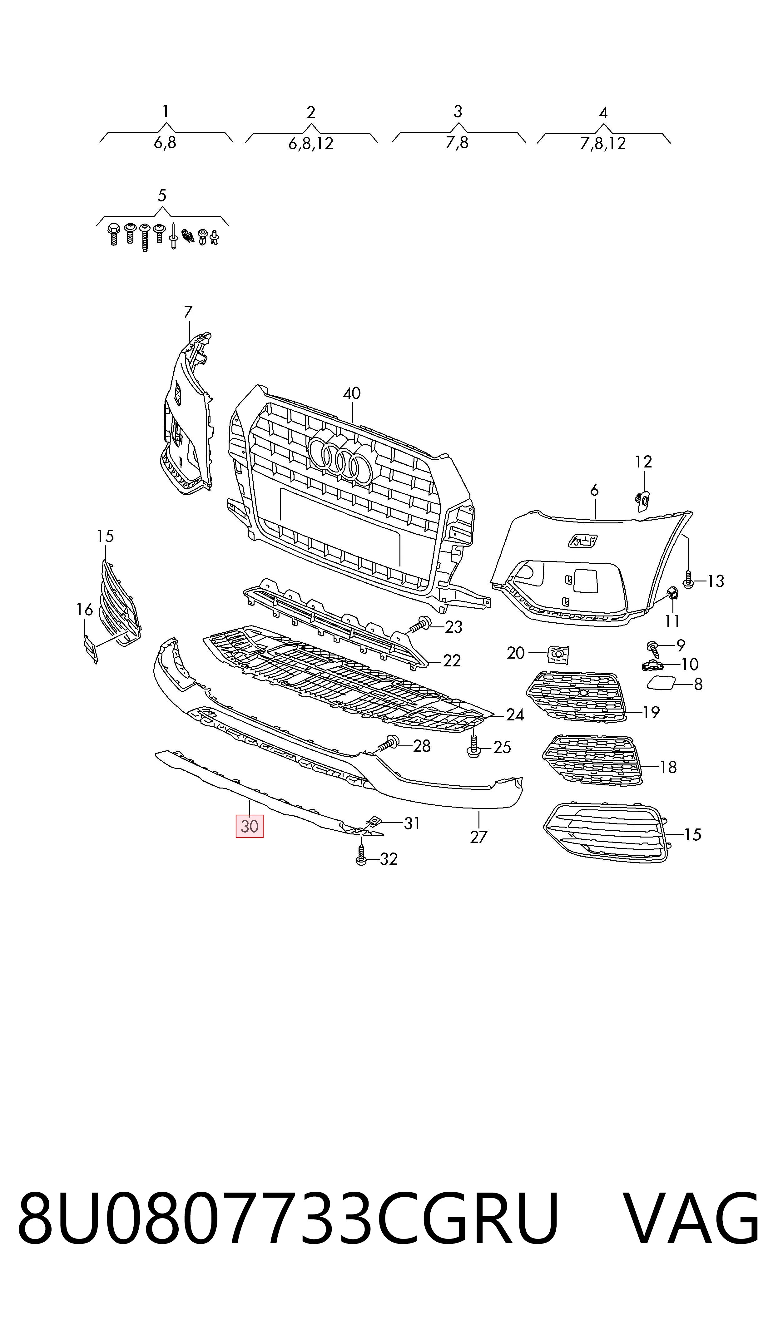 Кенгурятник VAG 8U0807733CGRU ціна, від 64.19 USD