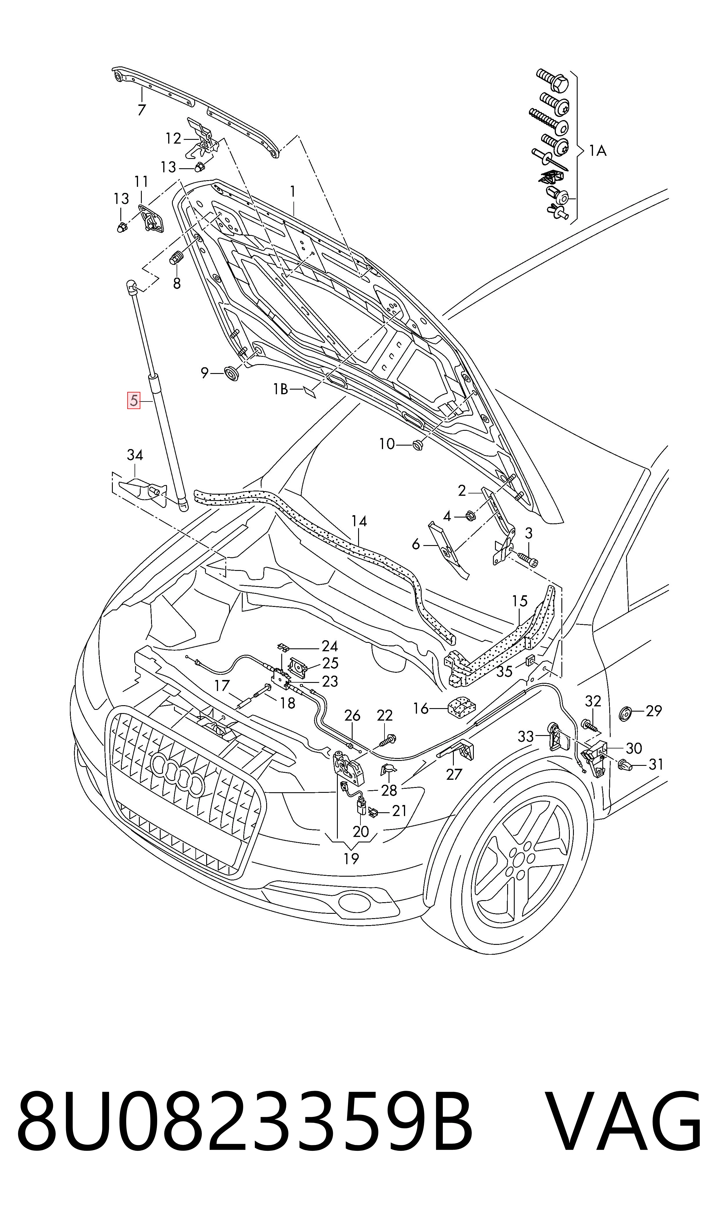 8U0823359B VAG Стійка капота
