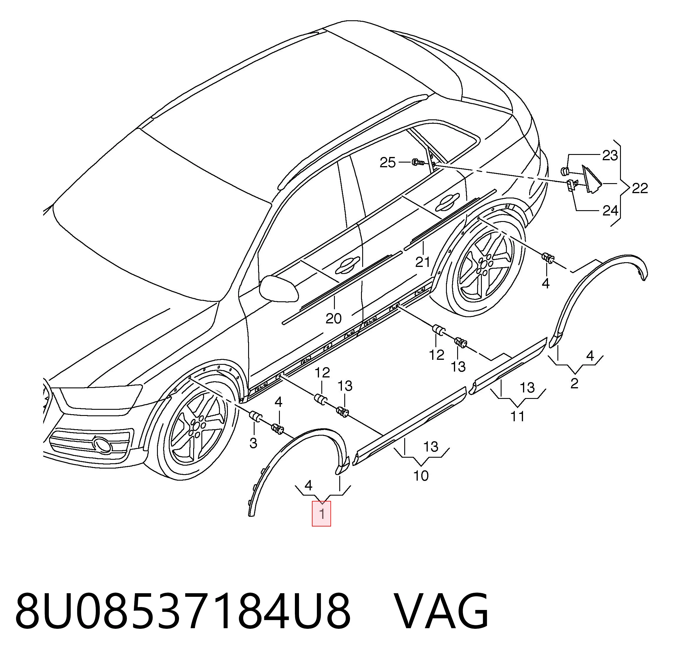 8U08537184U8 VAG Підкрилок переднього крила, правий