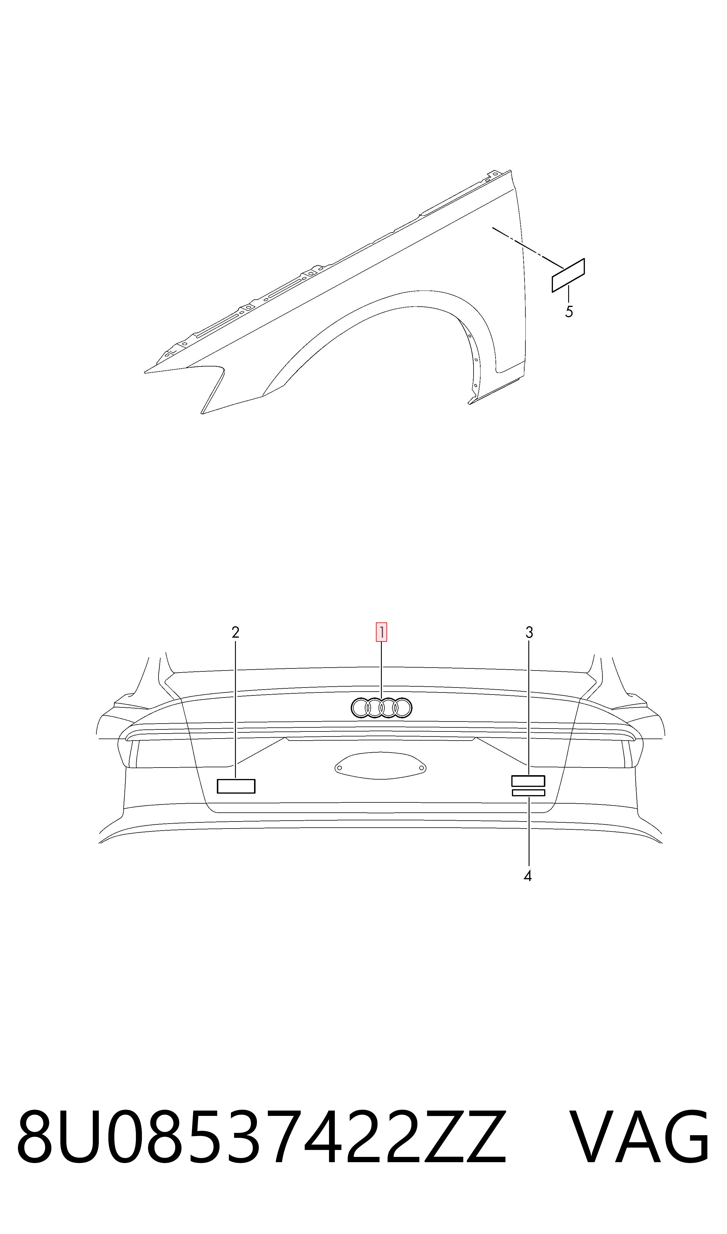 Фірмовий значок на кришку багажника Audi Q3 