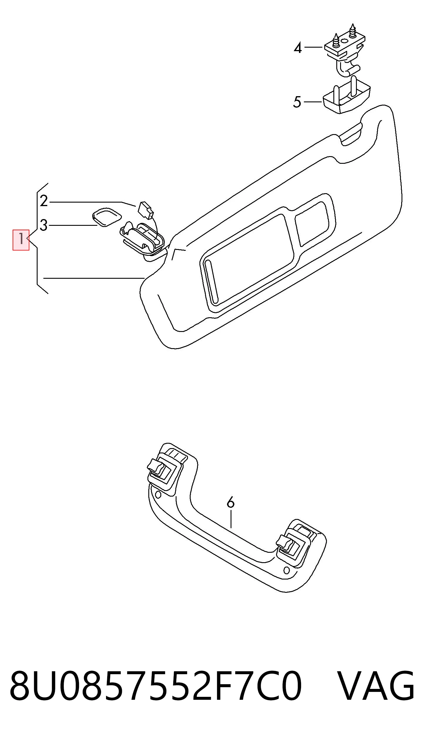 8U0857552F7C0 VAG Козирок протисонячний