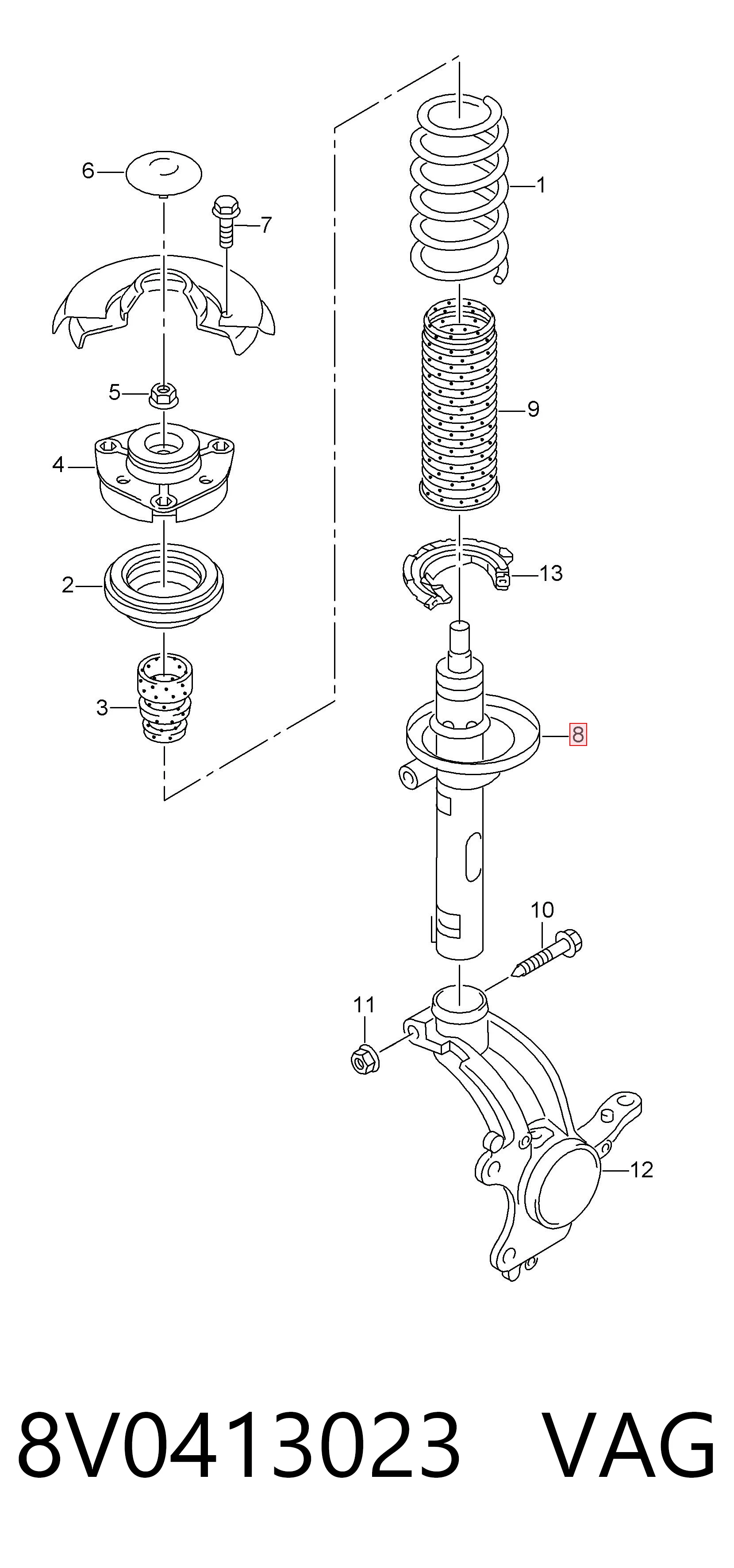 8V0413023 VAG Стійка передня