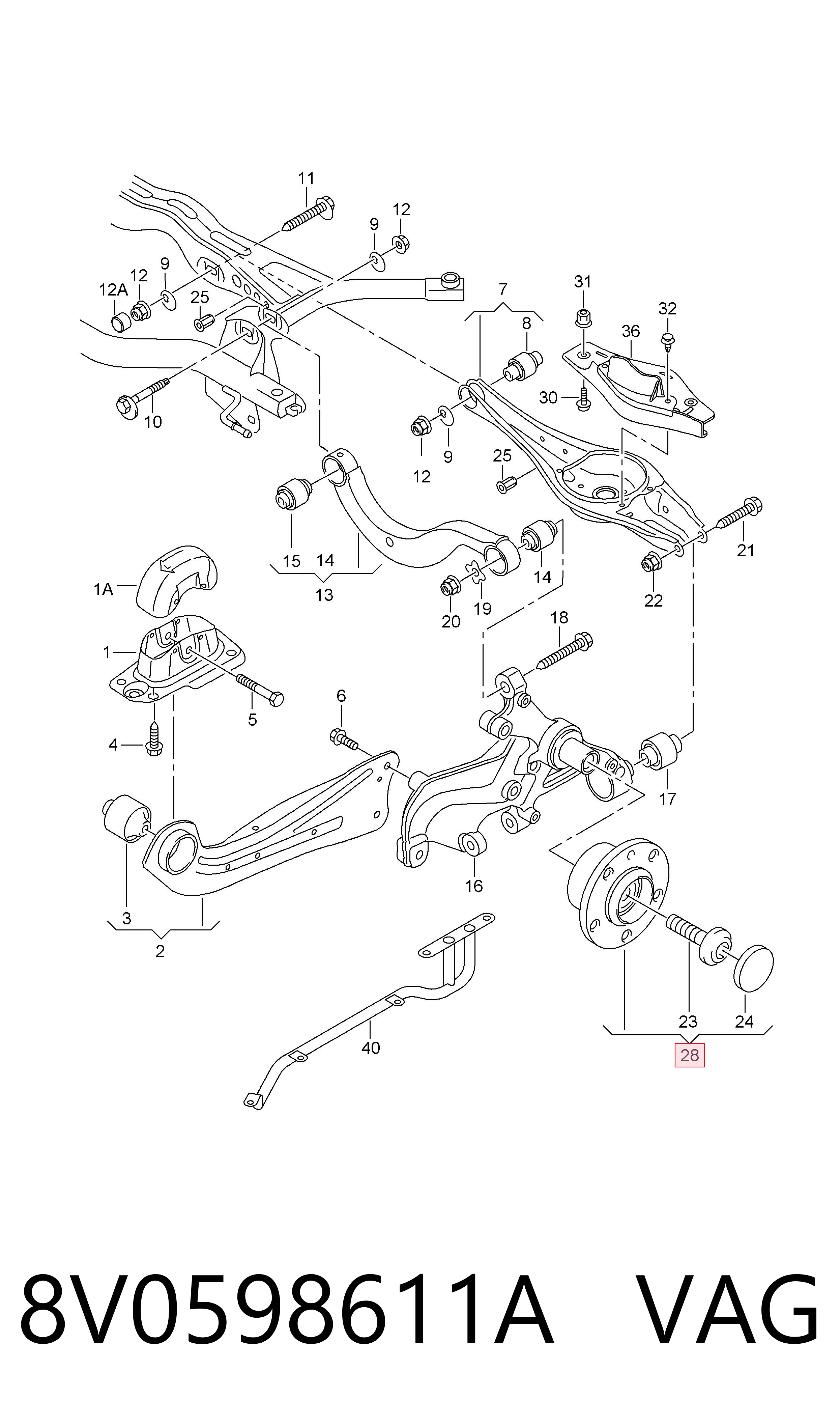 8V0598611A VAG Маточина задня