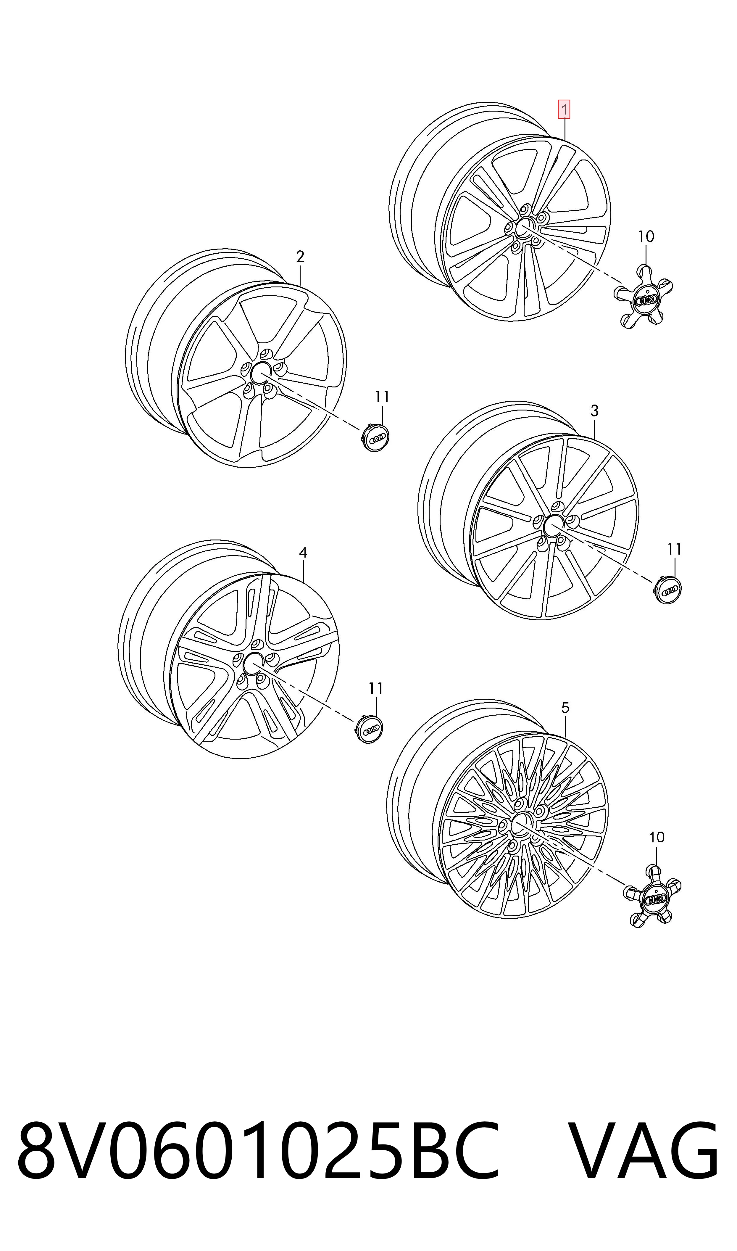 8V0601025BC VAG Диски колісні литі (легкосплавні, титанові)