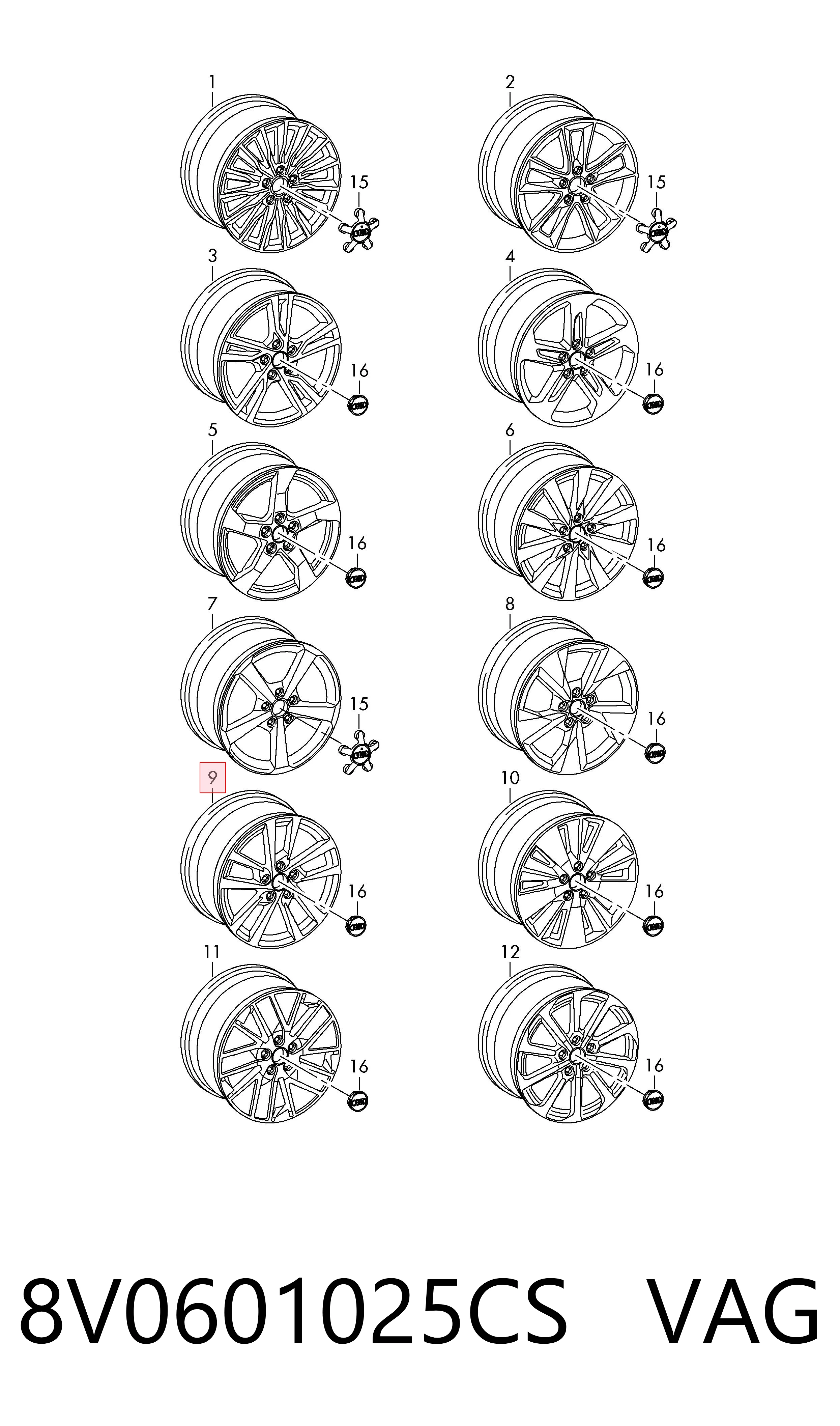 8V0601025CS VAG Диски колісні литі (легкосплавні, титанові)