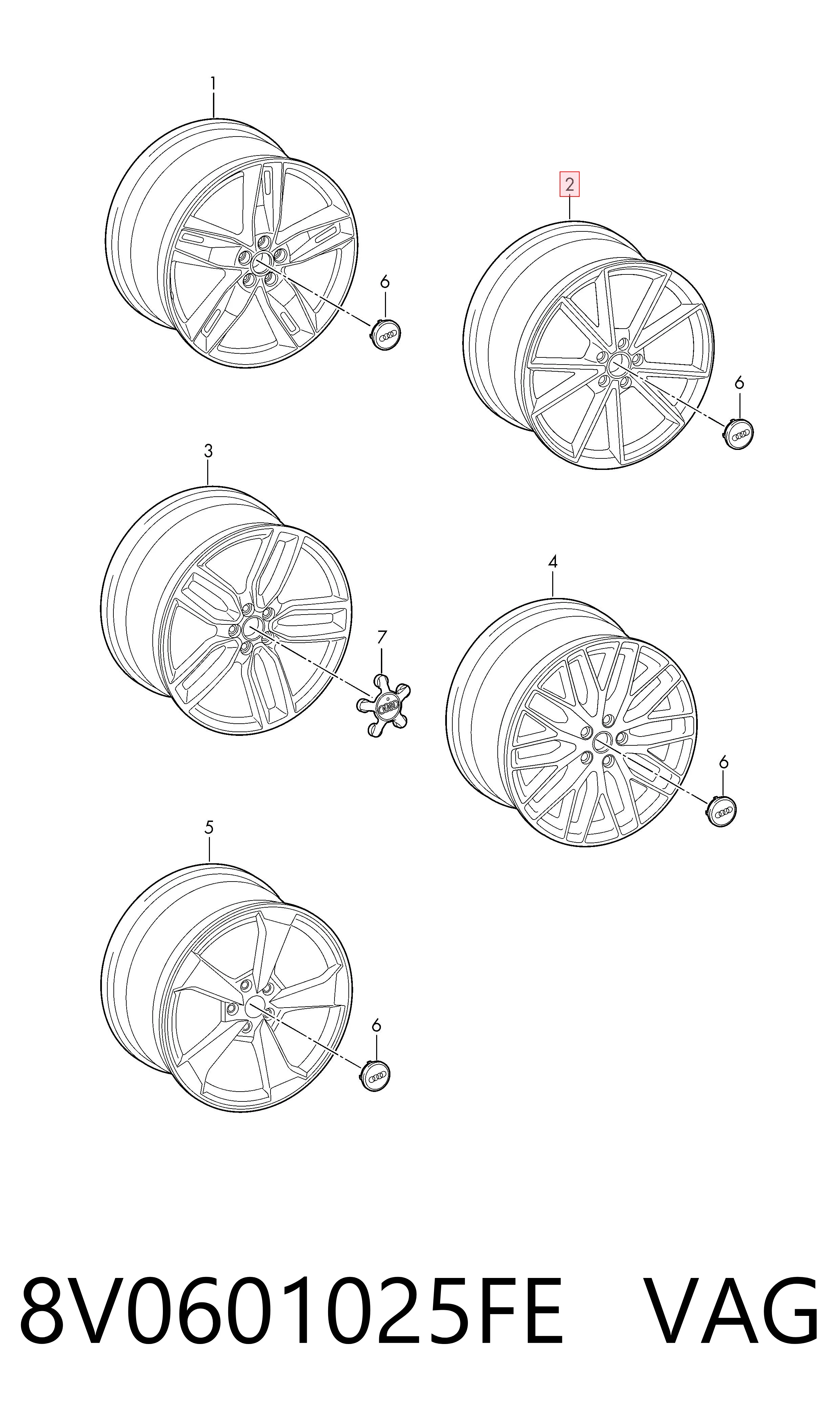 Купити 8V0601025FE VAG Диски колісні литі (легкосплавні, титанові)