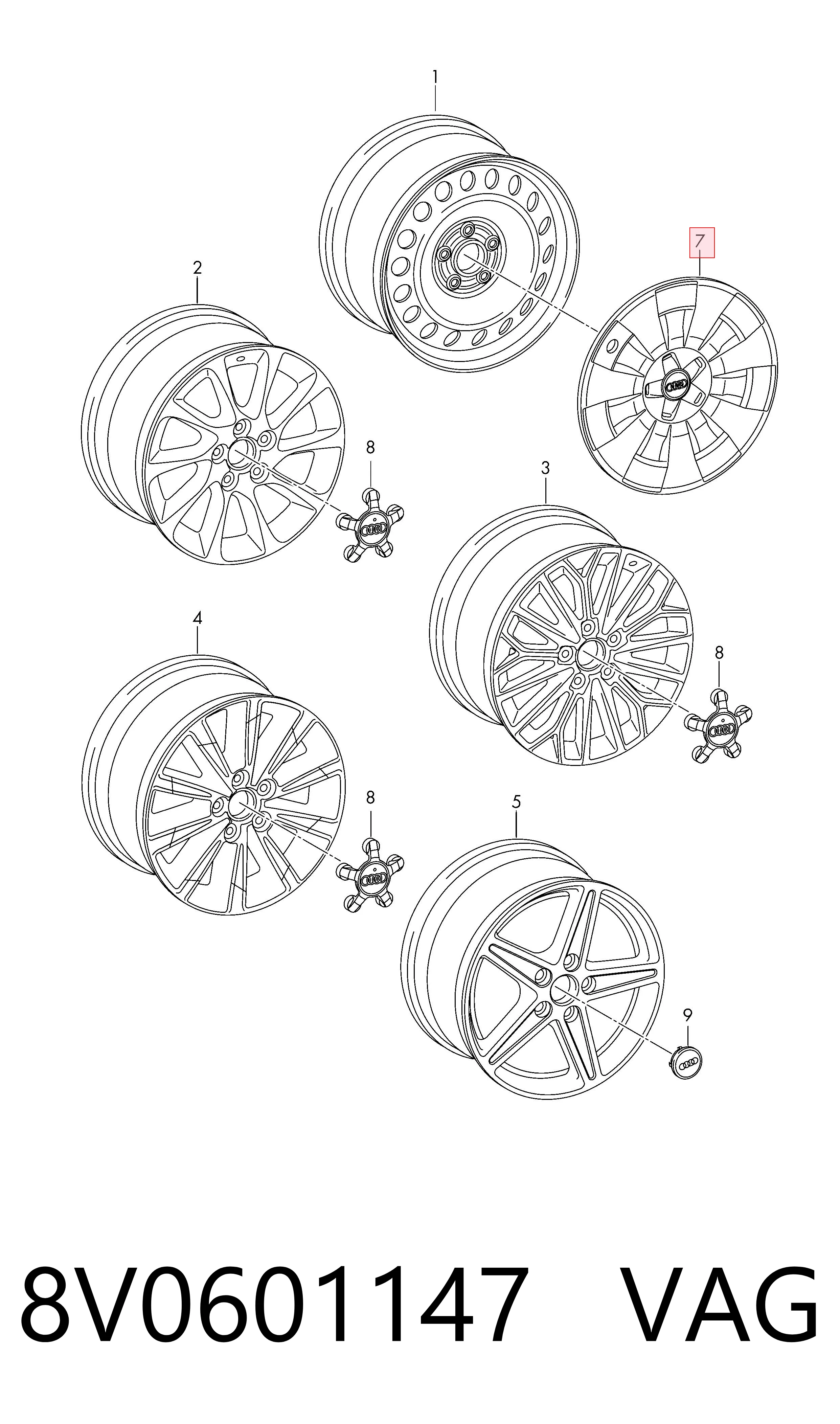 8V0601147 VAG Ковпаки на колеса