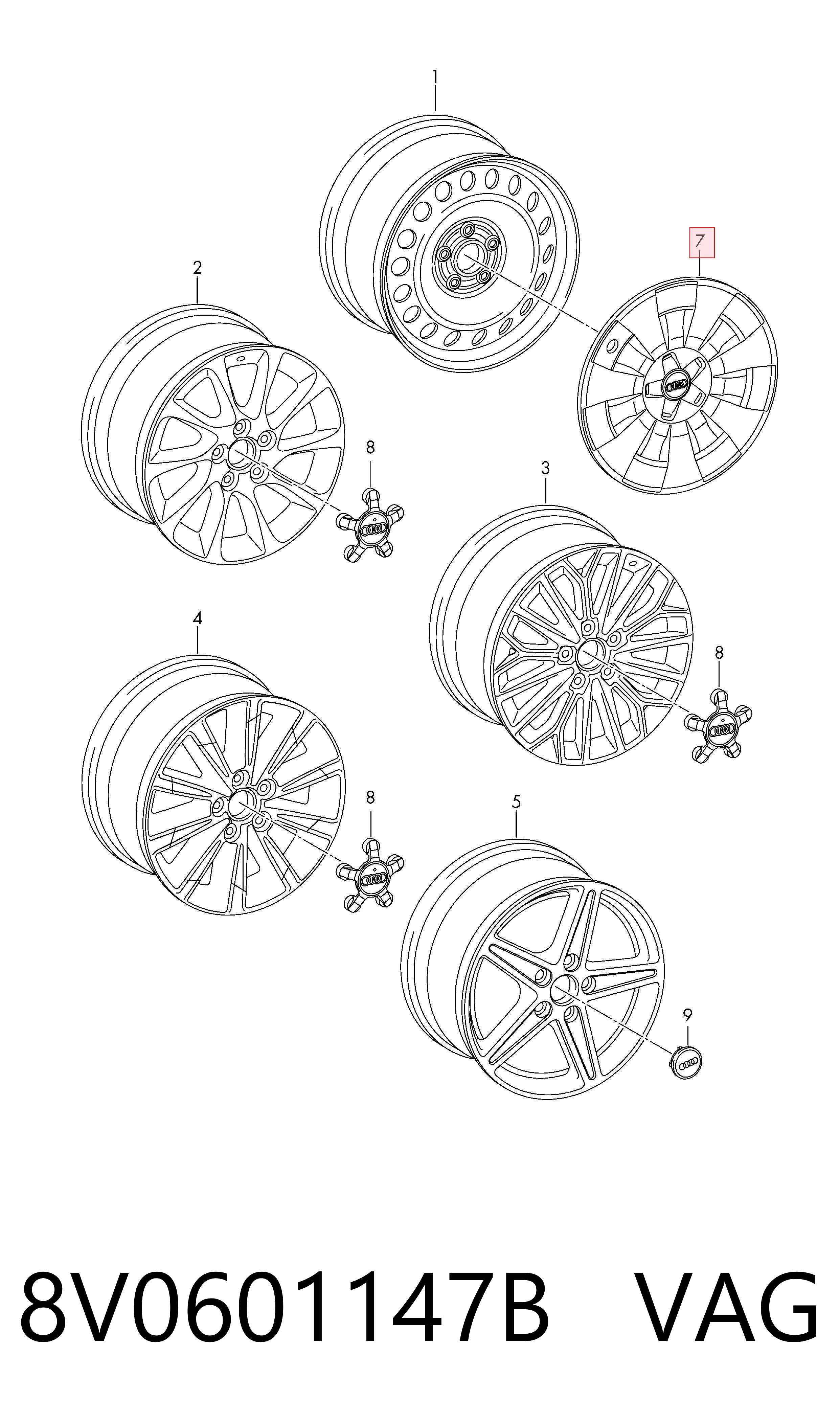 8V0601147B VAG Ковпаки на колеса