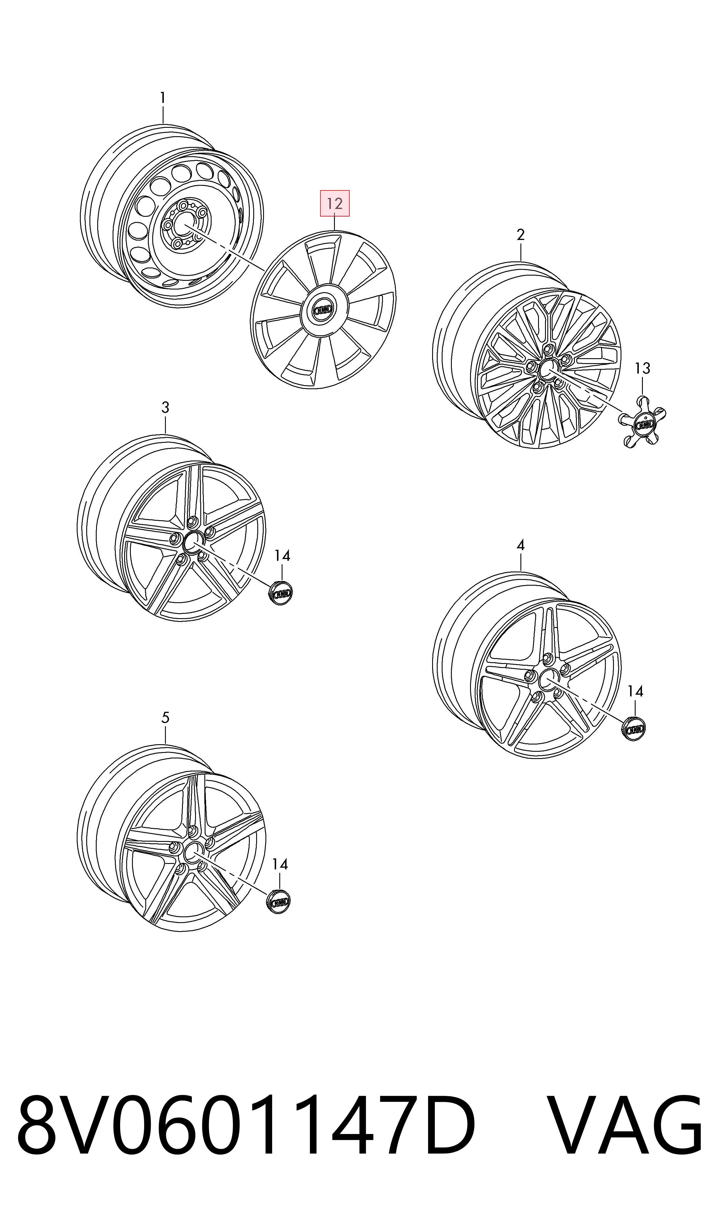 8V0601147D VAG Ковпаки на колеса