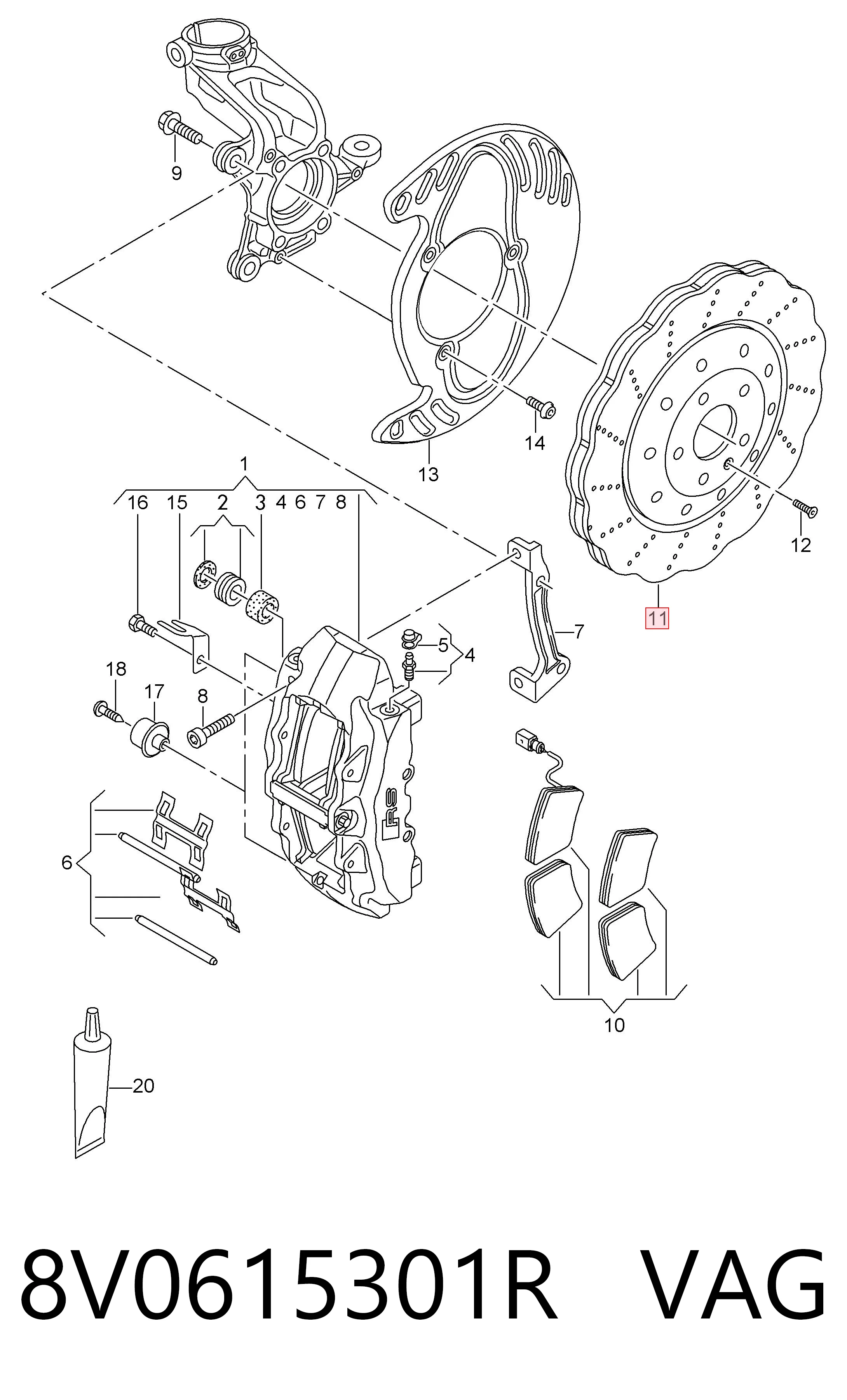 8V0615301R VAG Гальмо дискове переднє