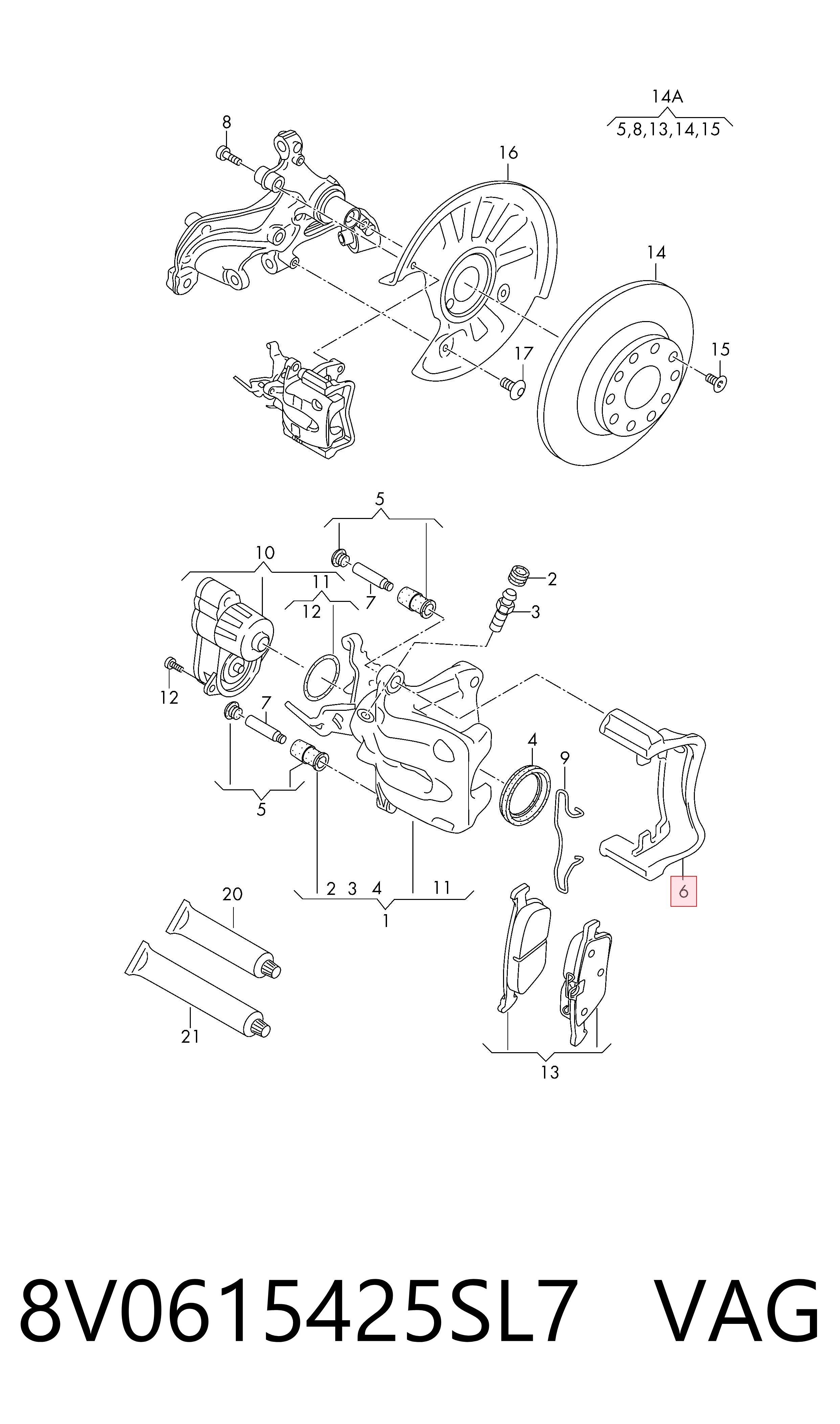 Скоба супорту заднього VAG 8V0615425SL7 ціна, від 19.00 USD