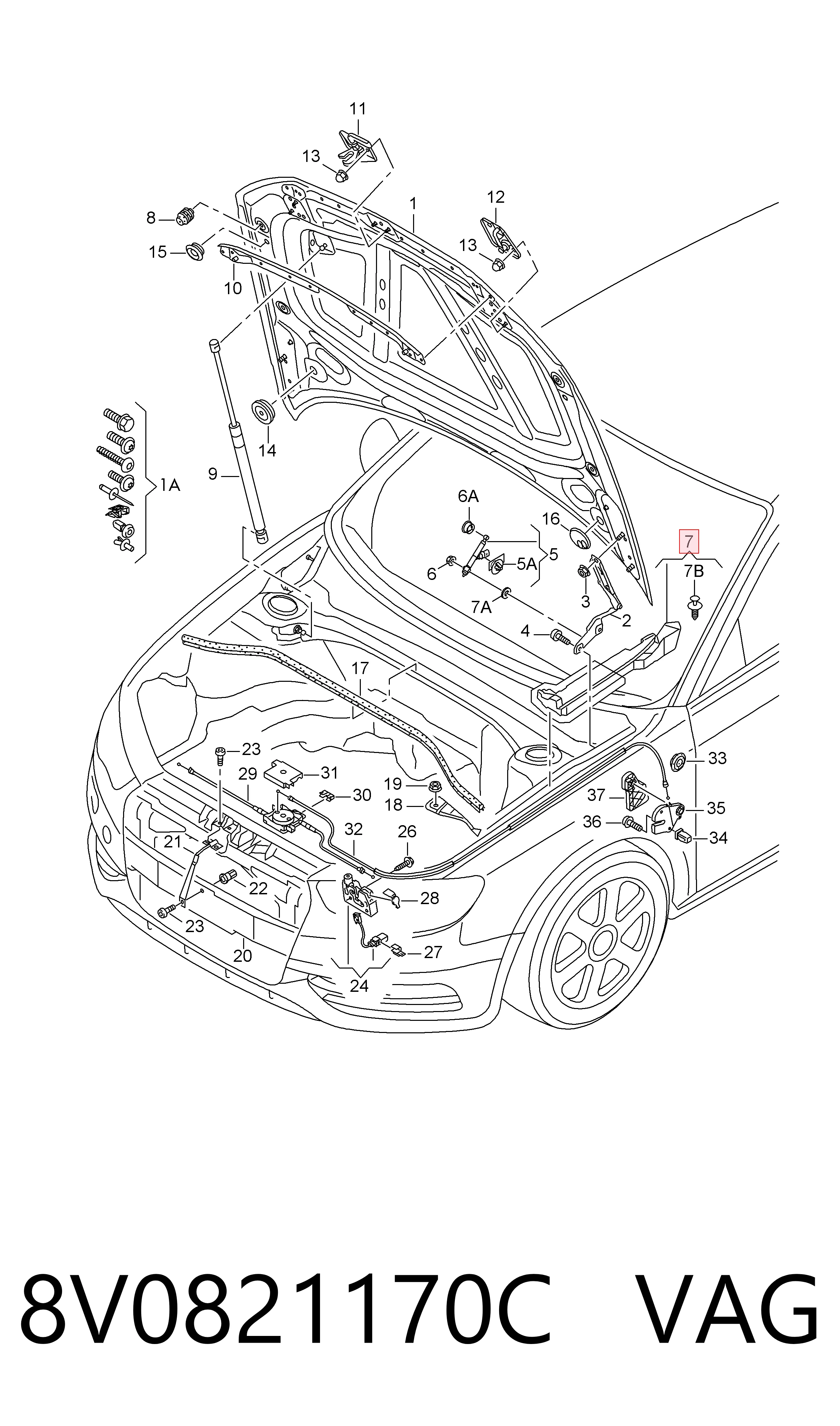 8V0821170C VAG Заглушка жабо збоку