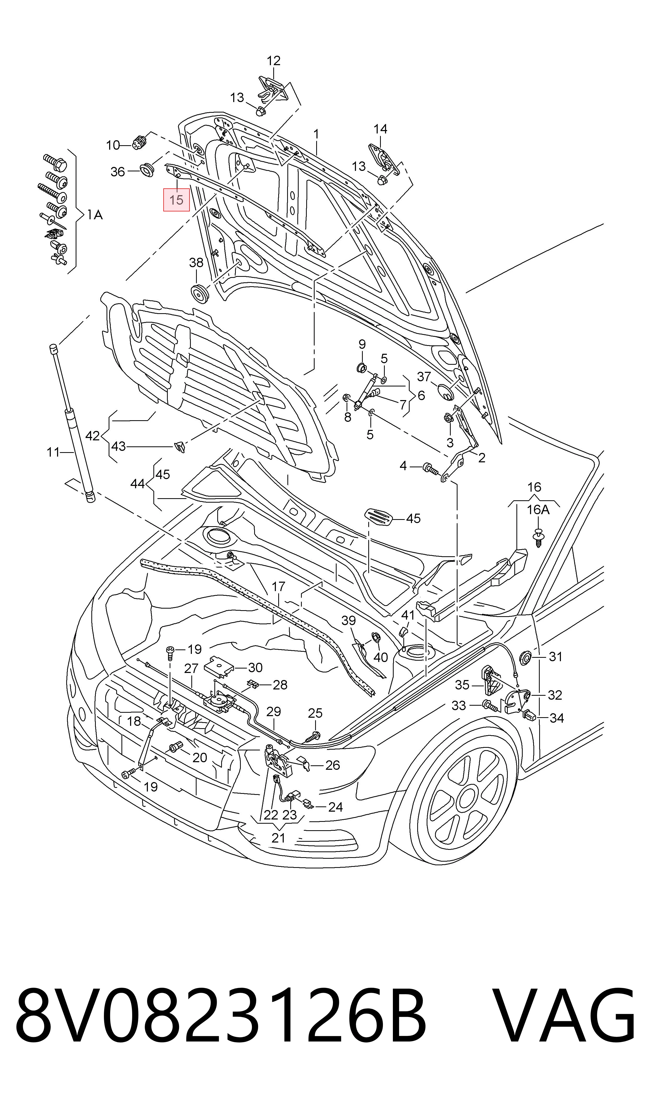 8V0823126B VAG Ущільнювач під капот