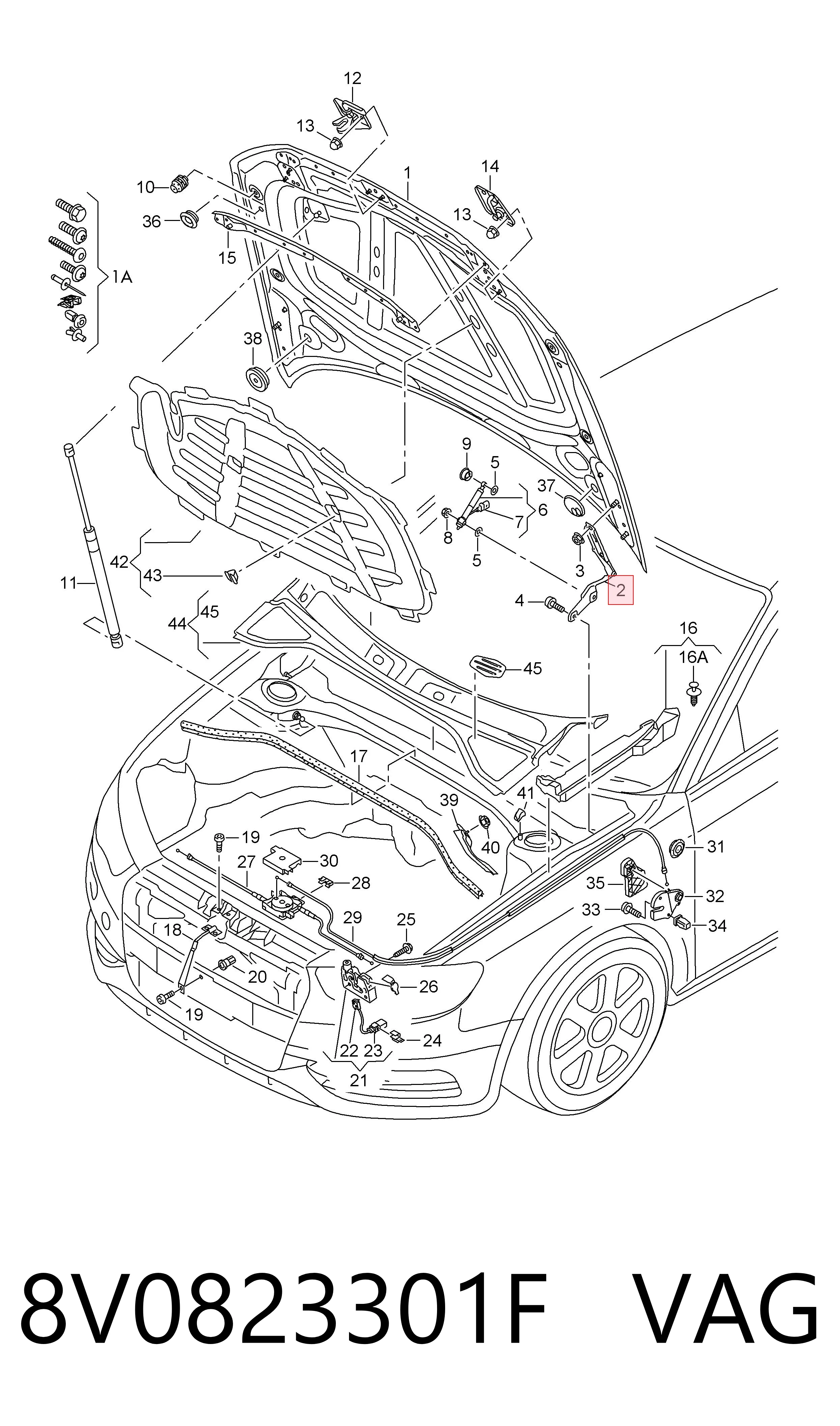 8V0823301F VAG Завіс капота, лівий